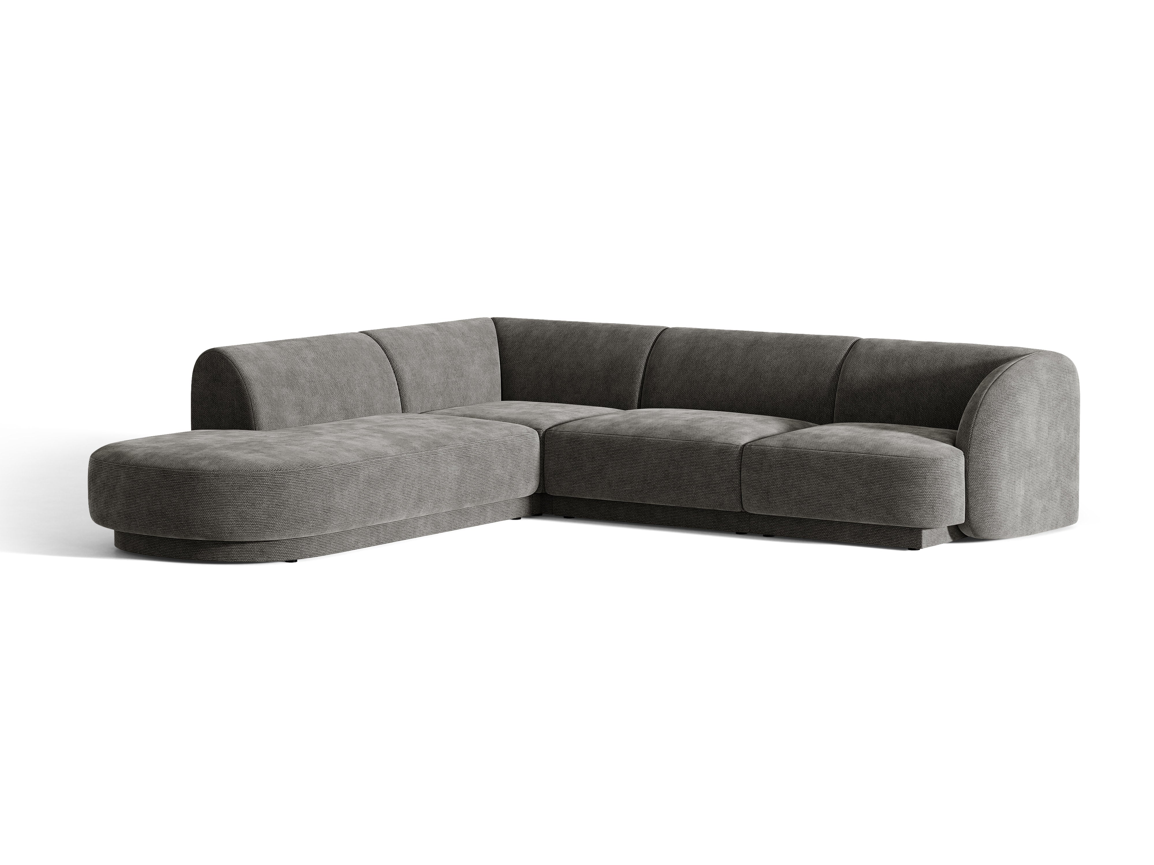 6-sitziges linksseitiges Ecksofa MILEY graues Chenille seidig