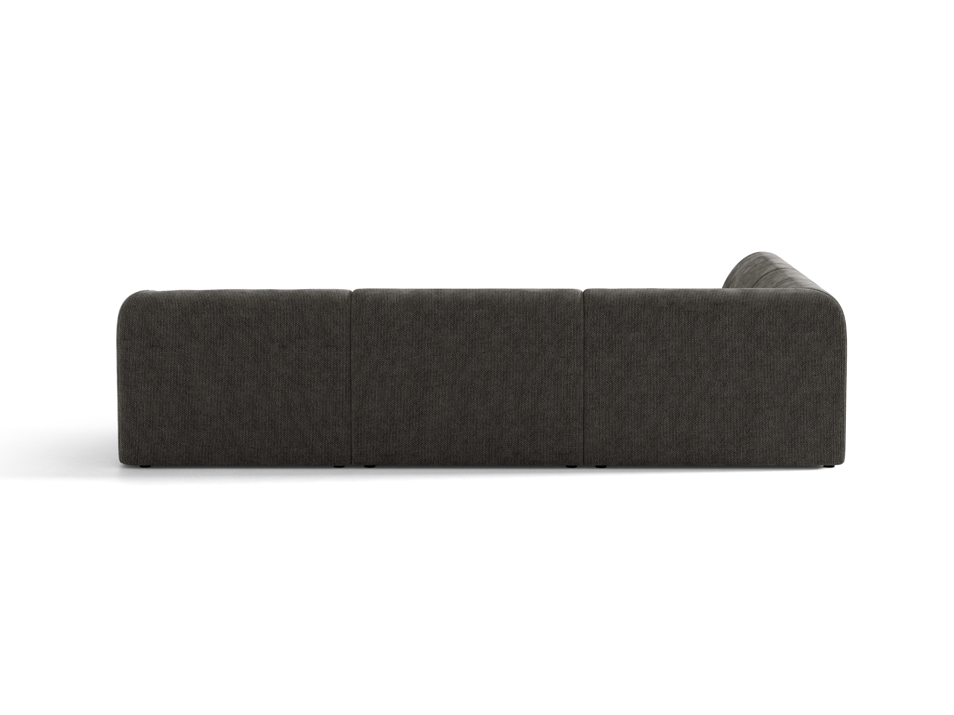 6-sitziges linksseitiges Ecksofa MILEY graues Chenille seidig