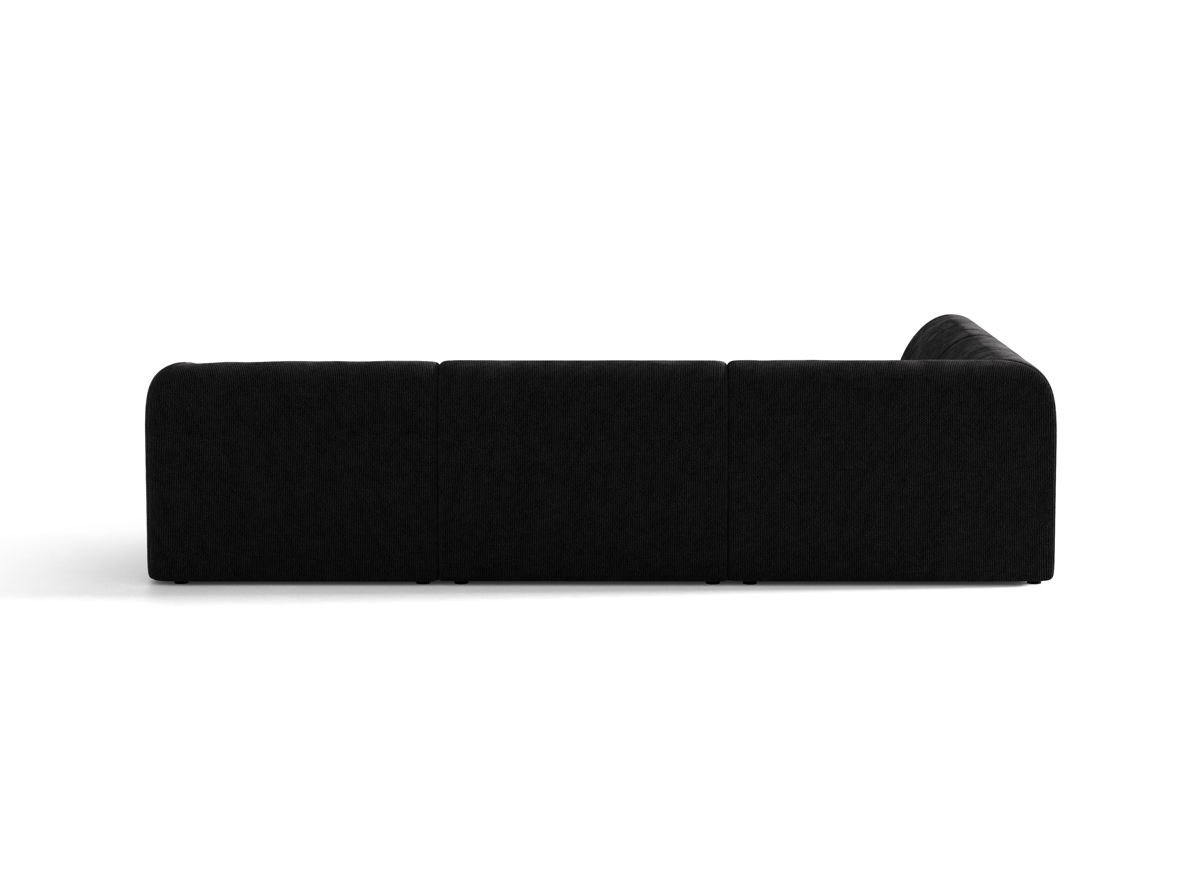 6-sitziges linksseitiges Ecksofa MILEY aus schwarzem schimmerndem Chenille