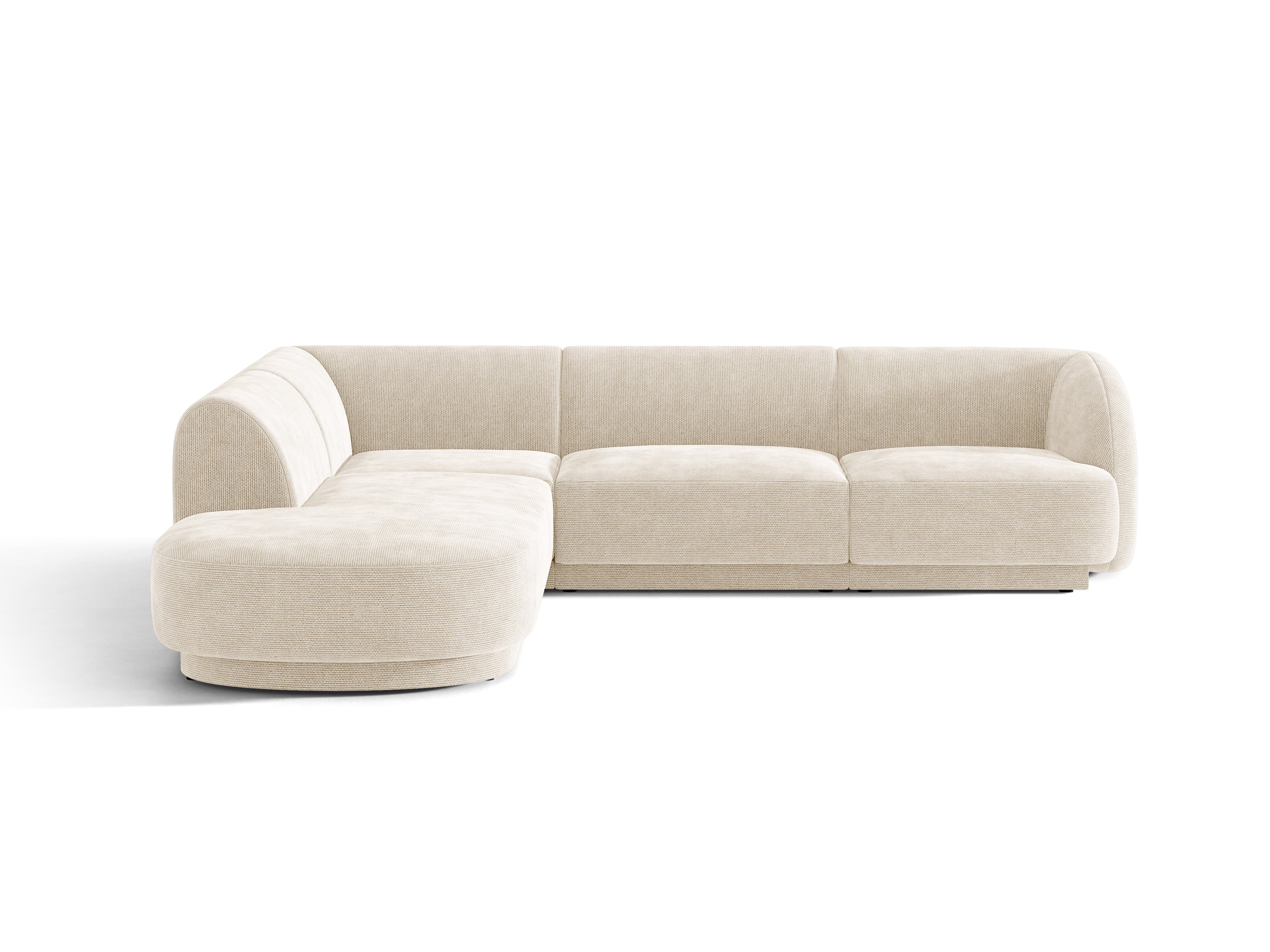 Linksseitiges 6-Sitzer-Sofa MILEY Elfenbein Chenille