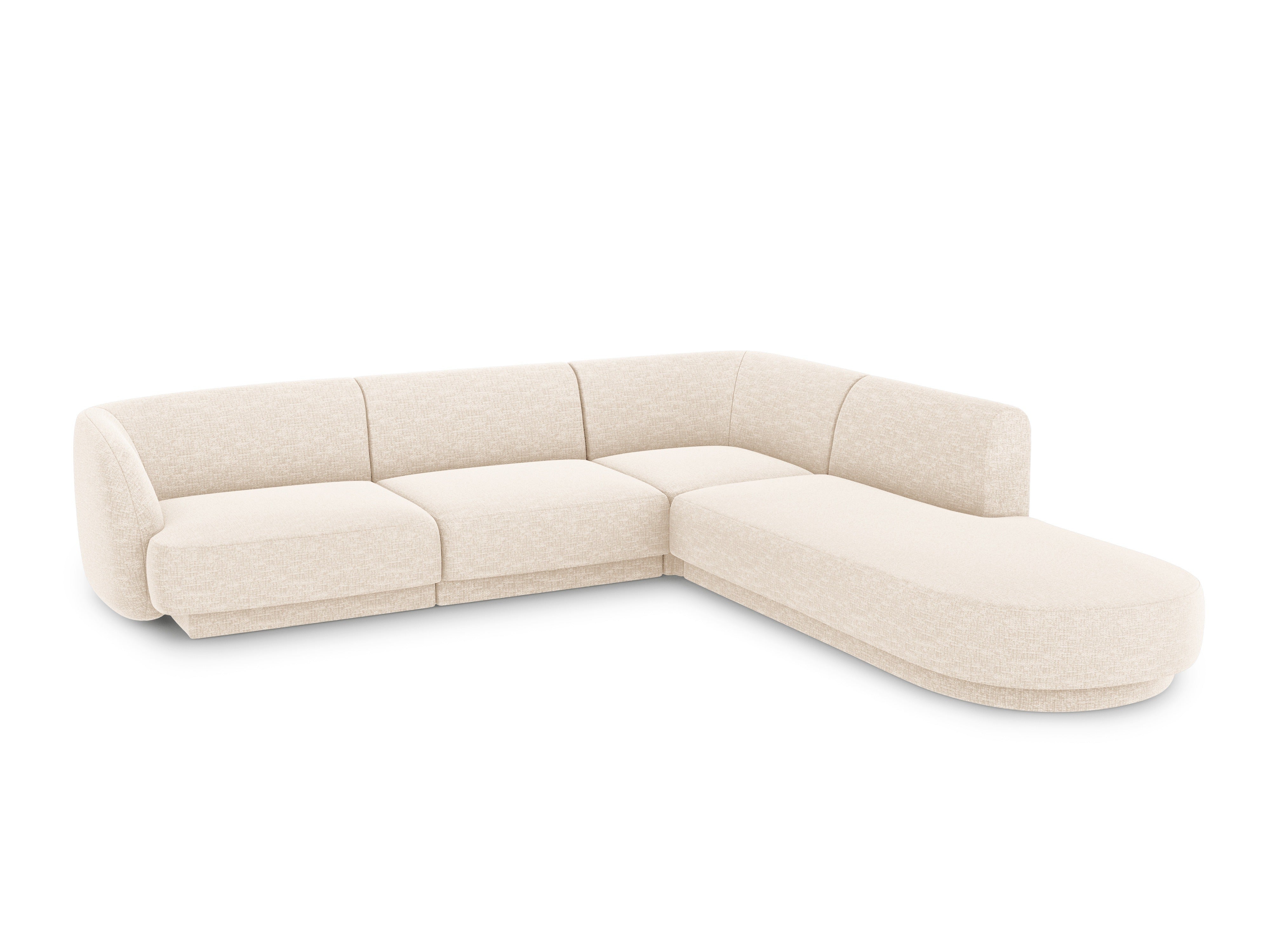 Rechtsseitige 6-Sitzer-Couch MILEY Elfenbein Chenille