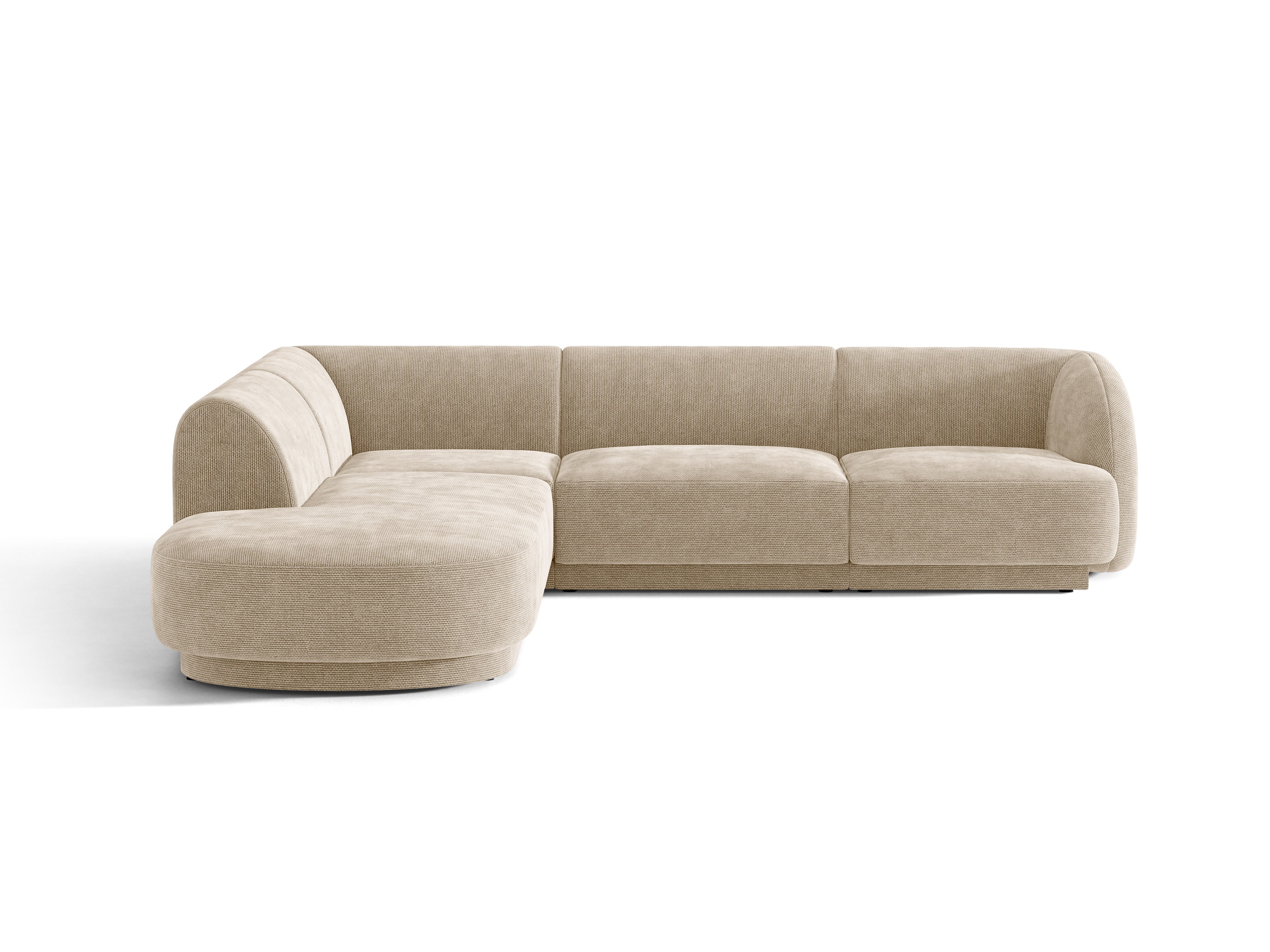 Linksseitiges 6-Sitzer-Sofa MILEY in beigem Chenille