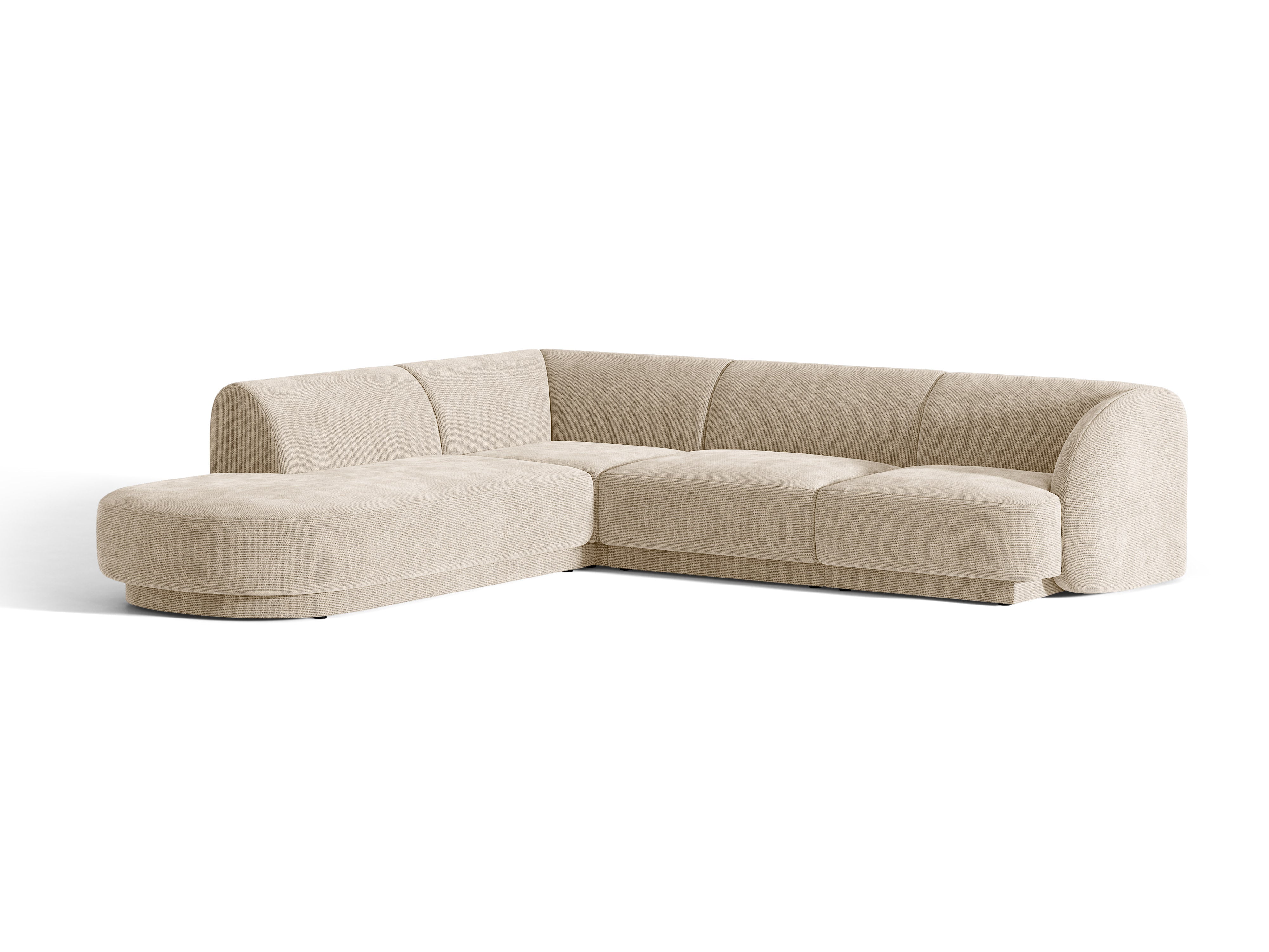 Linksseitiges 6-Sitzer-Sofa MILEY in beigem Chenille