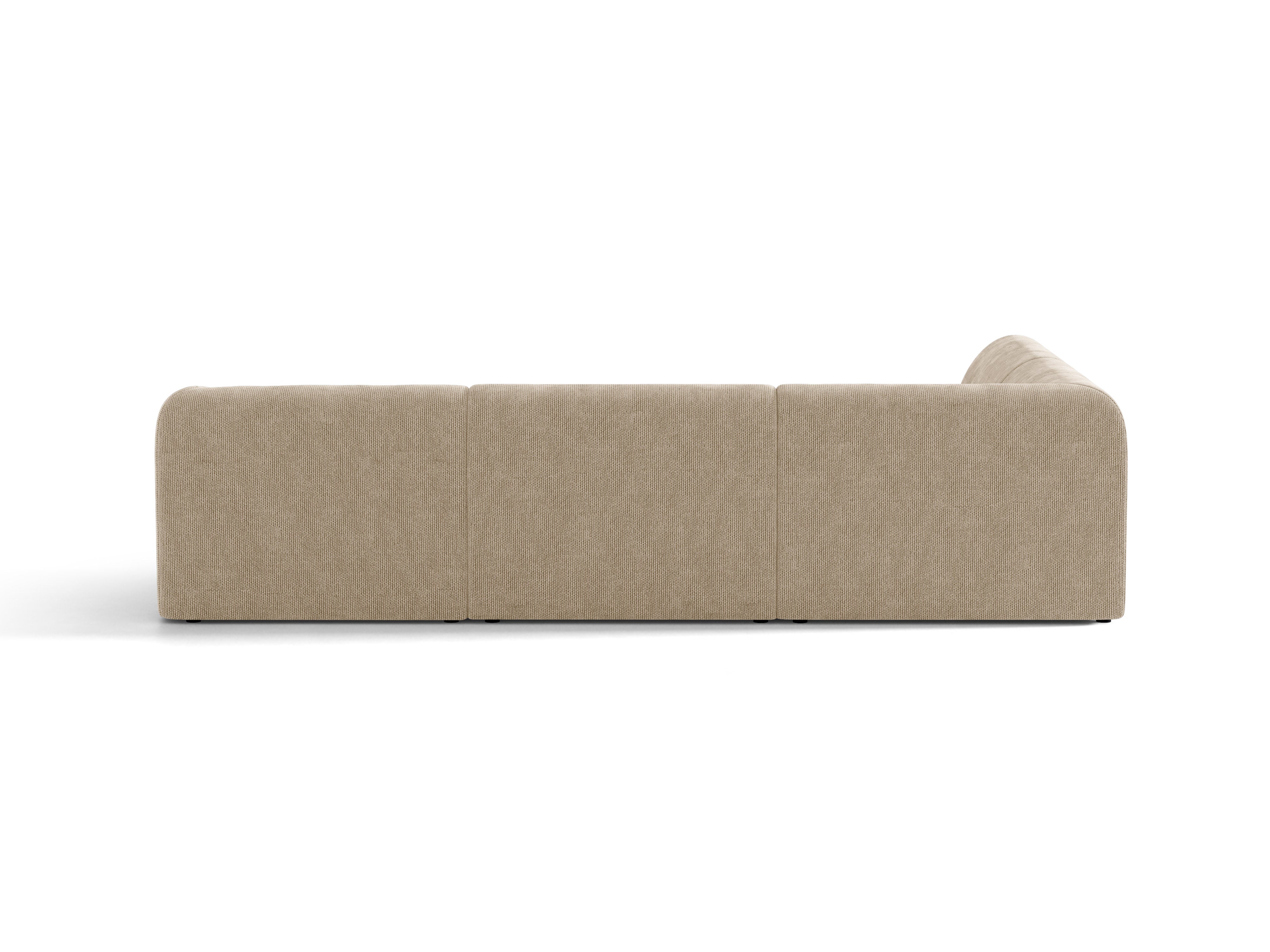 Linksseitiges 6-Sitzer-Sofa MILEY in beigem Chenille
