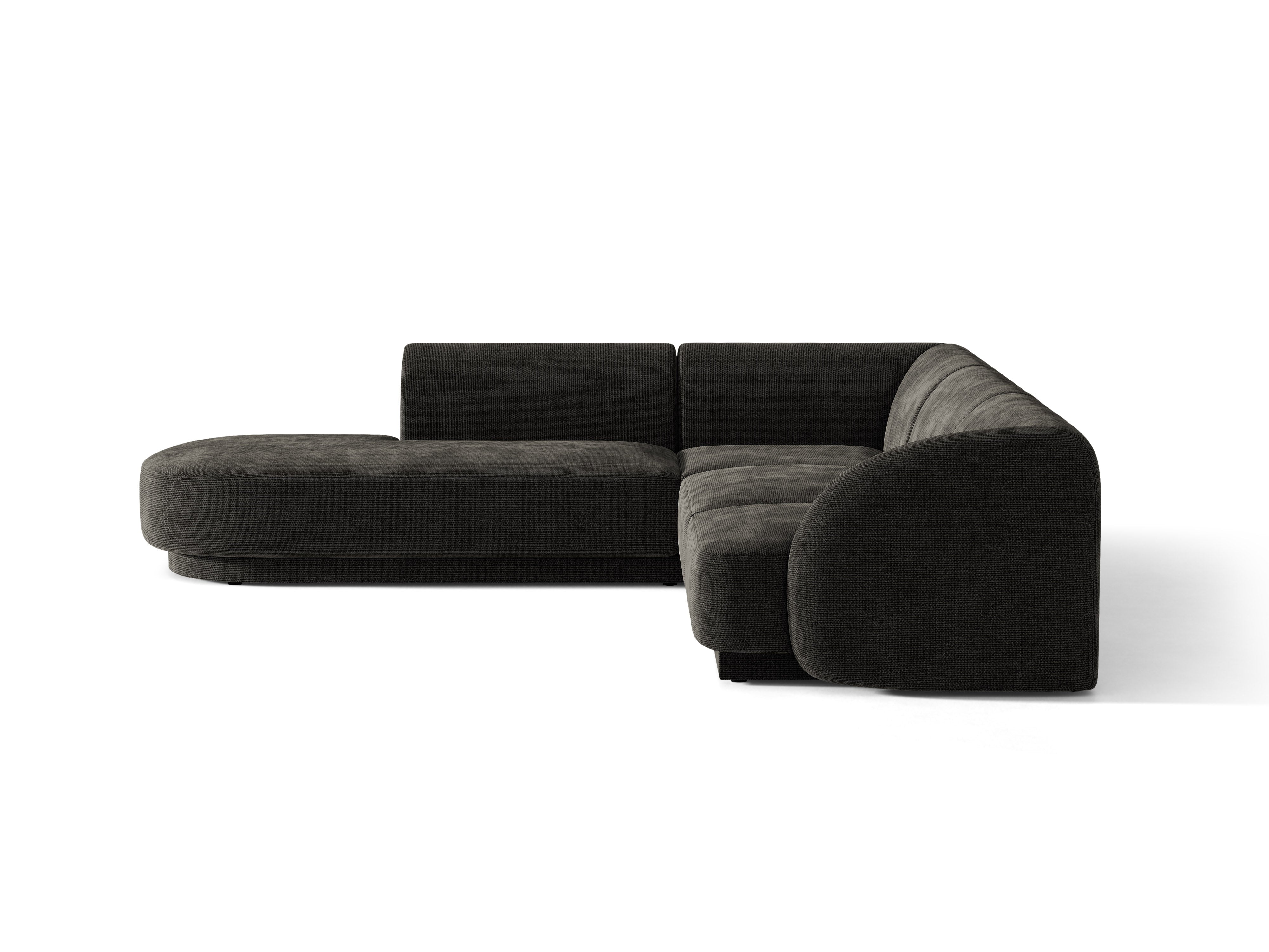 Linksseitiges 6-Sitzer-Sofa MILEY aus schwarzem Chenille