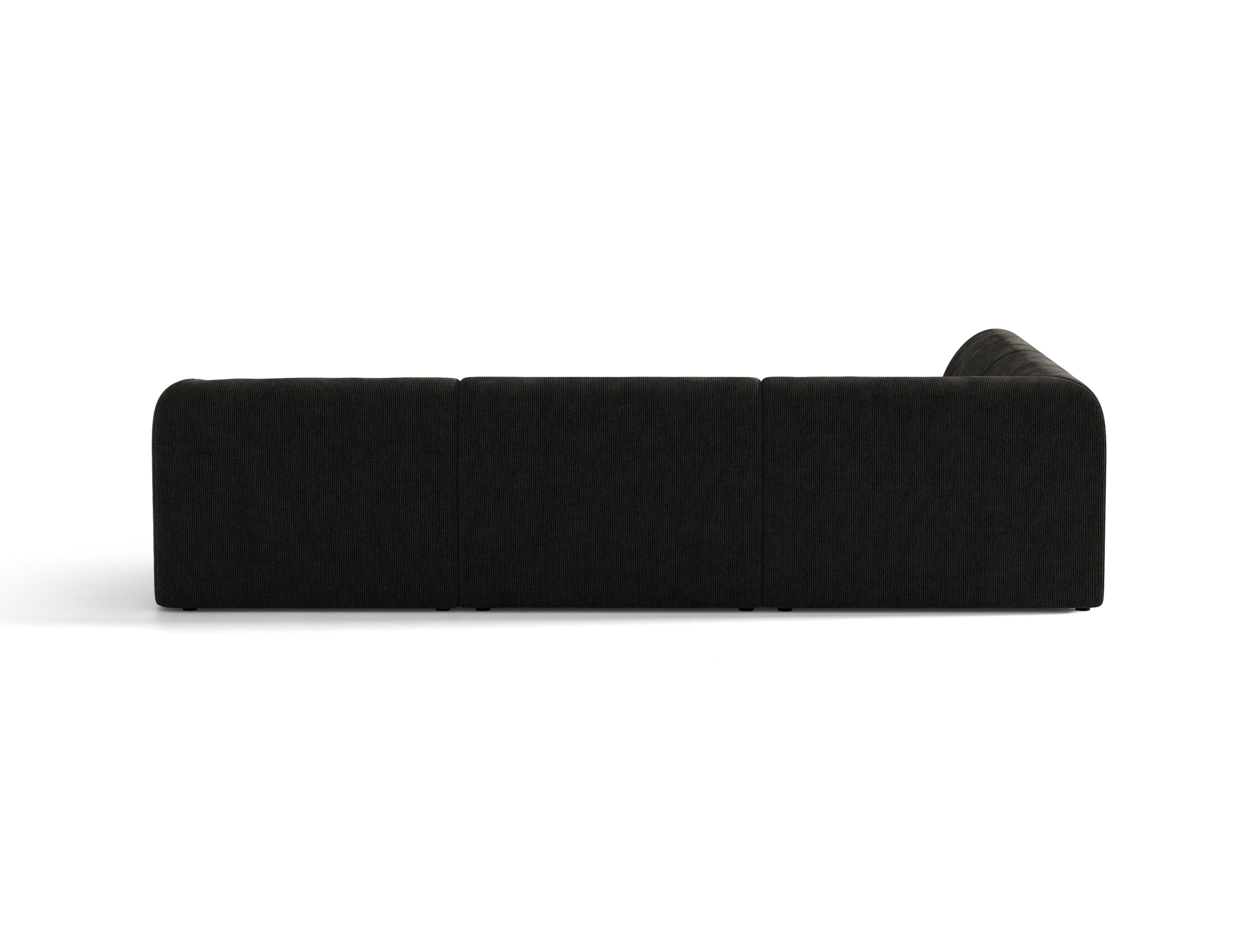 Linksseitiges 6-Sitzer-Sofa MILEY aus schwarzem Chenille
