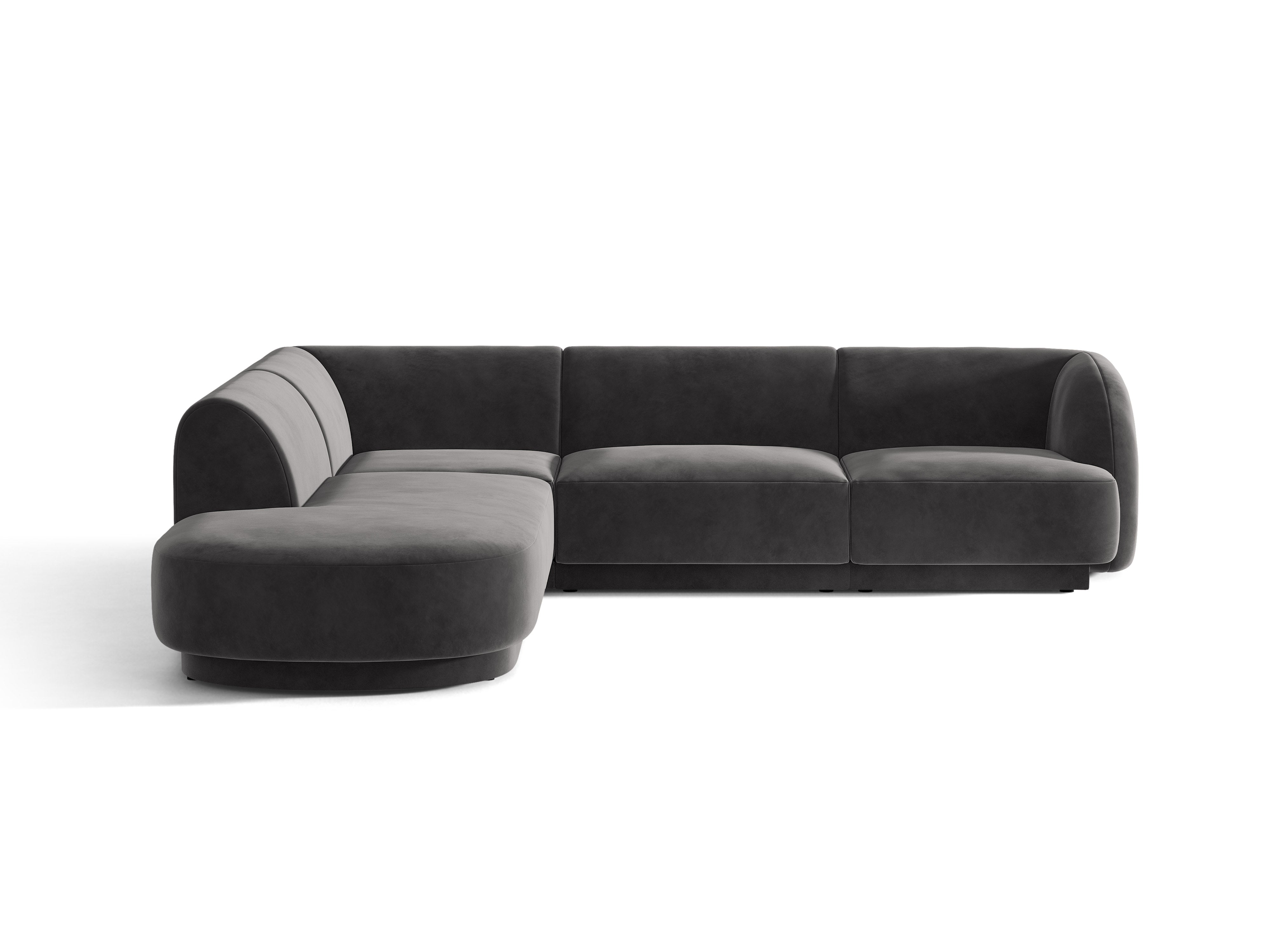 Samt-Ecksofa für 6 Personen links MILEY dunkelgrau