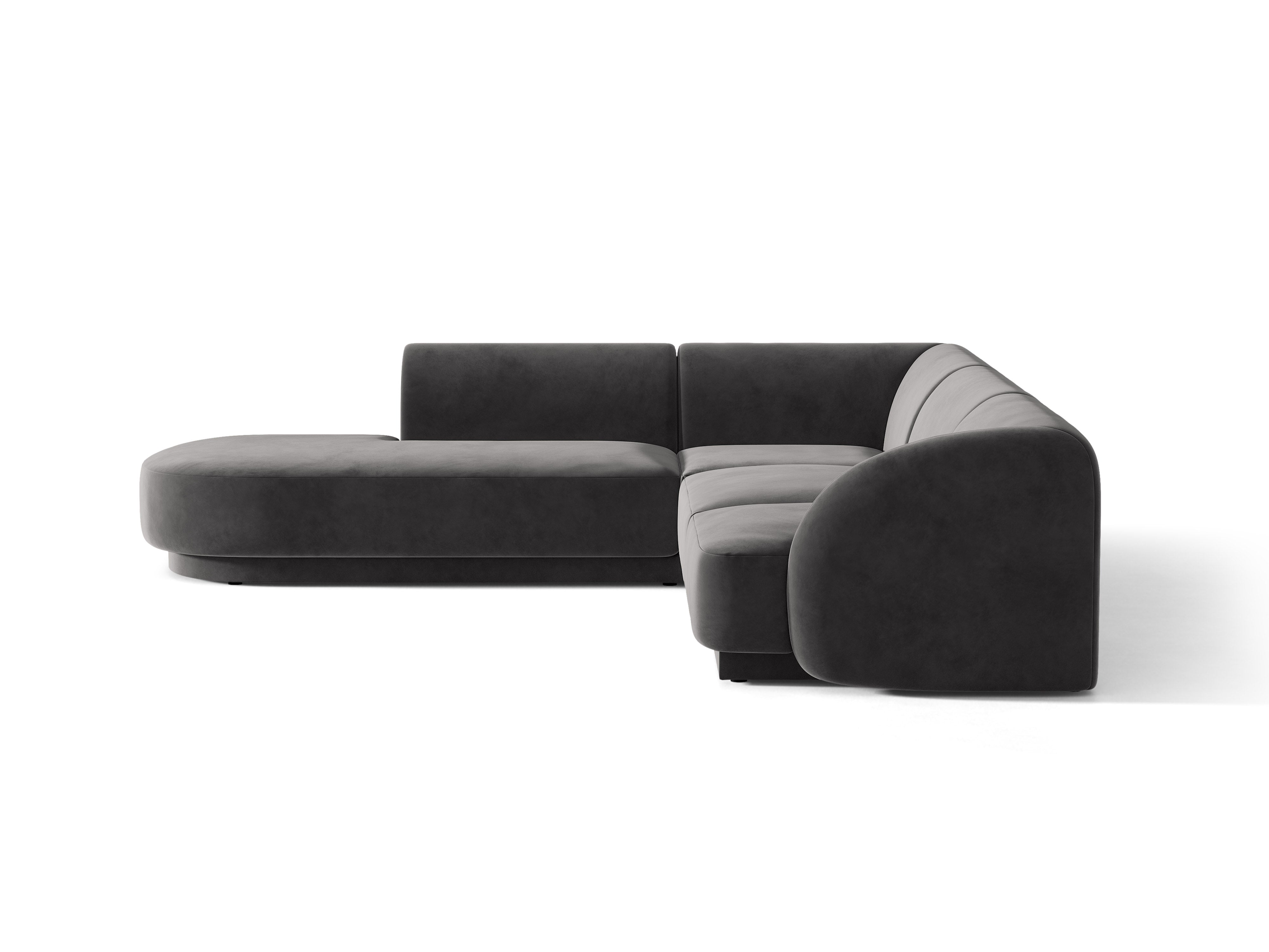 Samt-Ecksofa für 6 Personen links MILEY dunkelgrau
