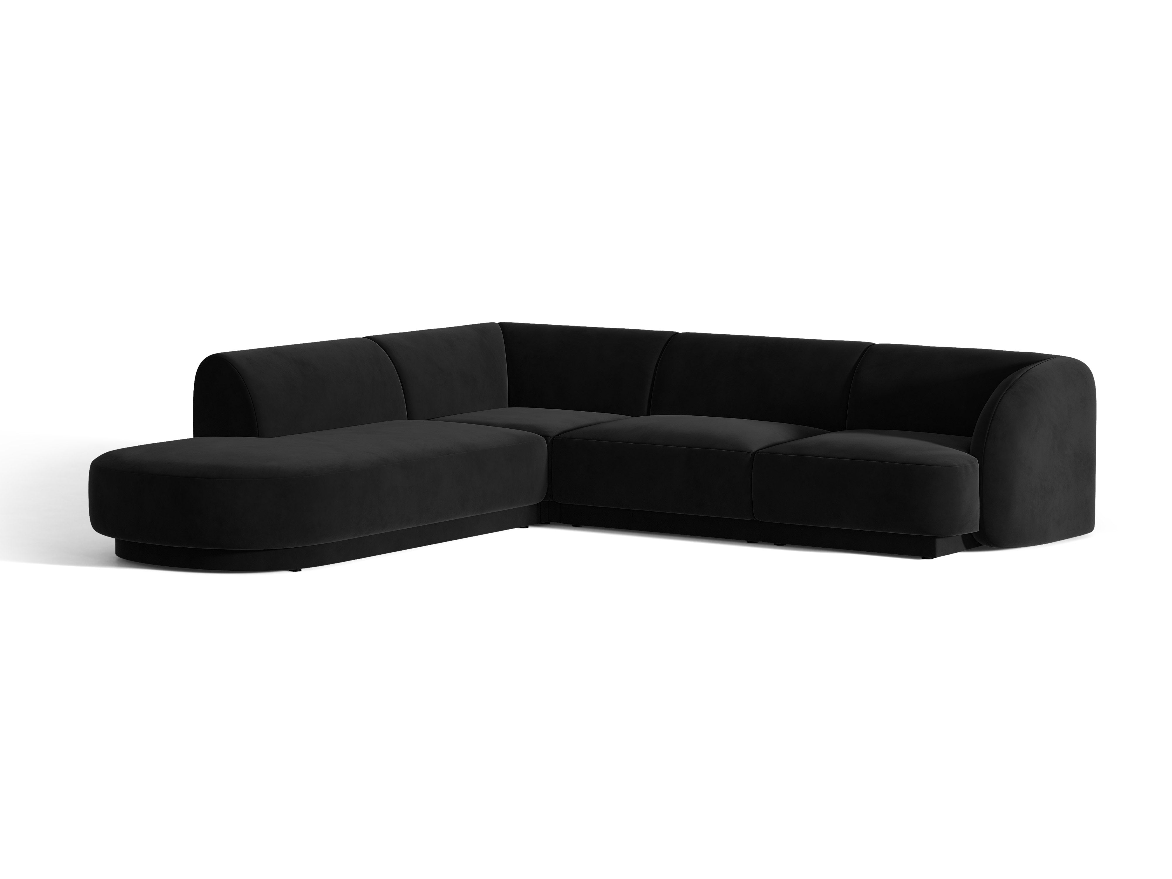 Samt-Ecksofa für 6 Personen links MILEY schwarz