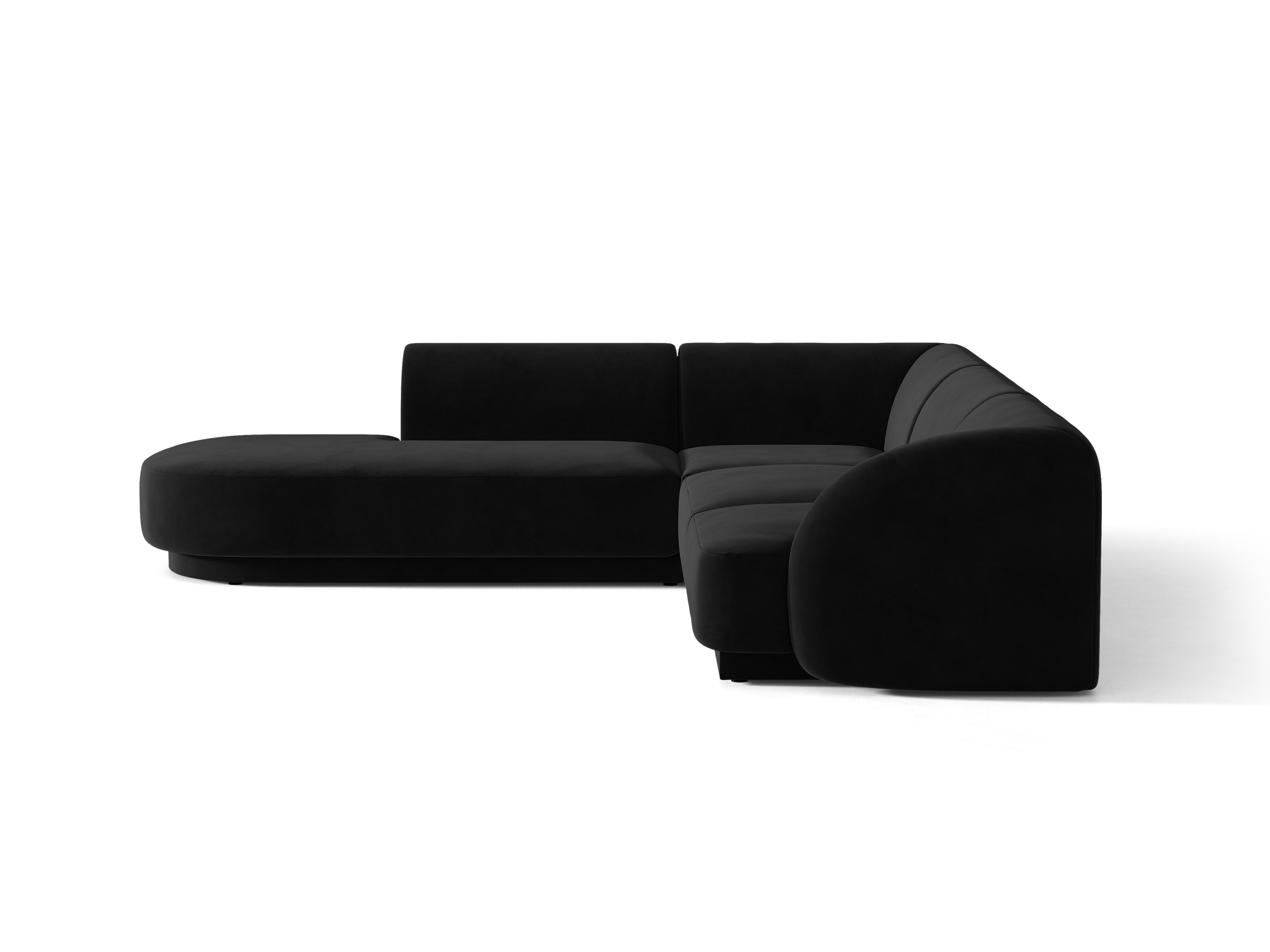 Samt-Ecksofa für 6 Personen links MILEY schwarz