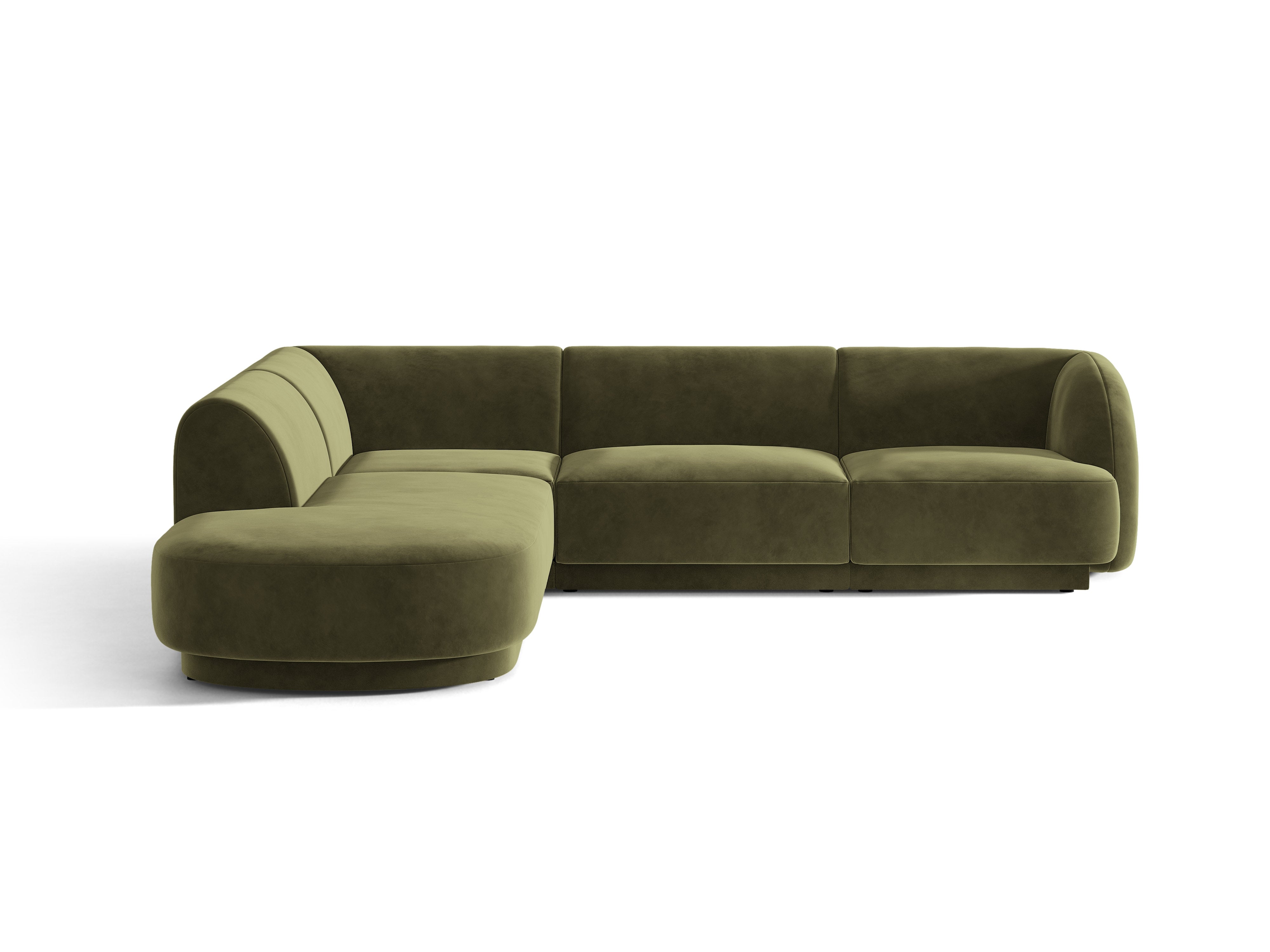 Samt-Ecksofa für 6 Personen links MILEY grün