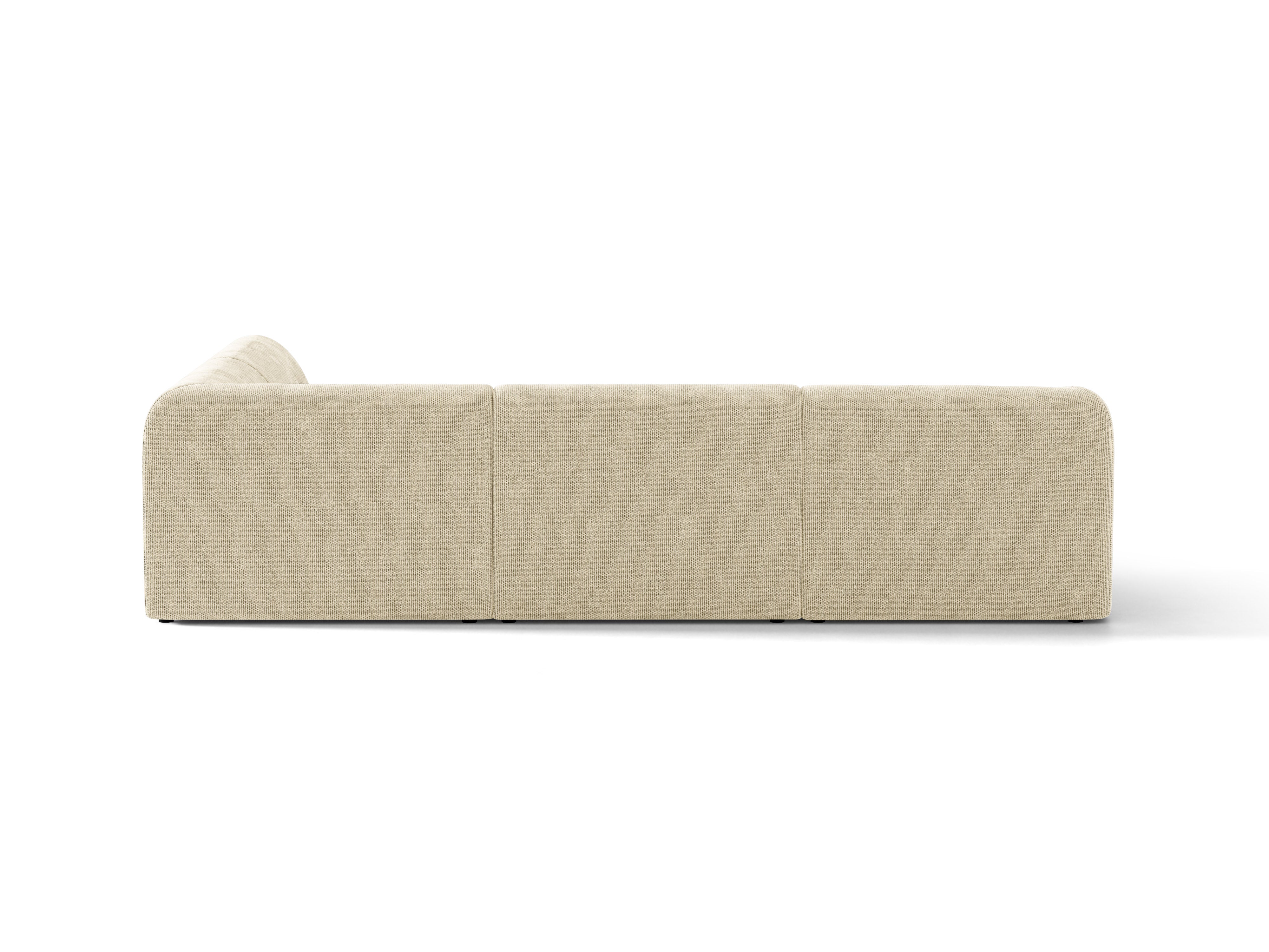 Sechs-Sitzer rechtsseitiger Ecksofa MILEY hellbeige samtig