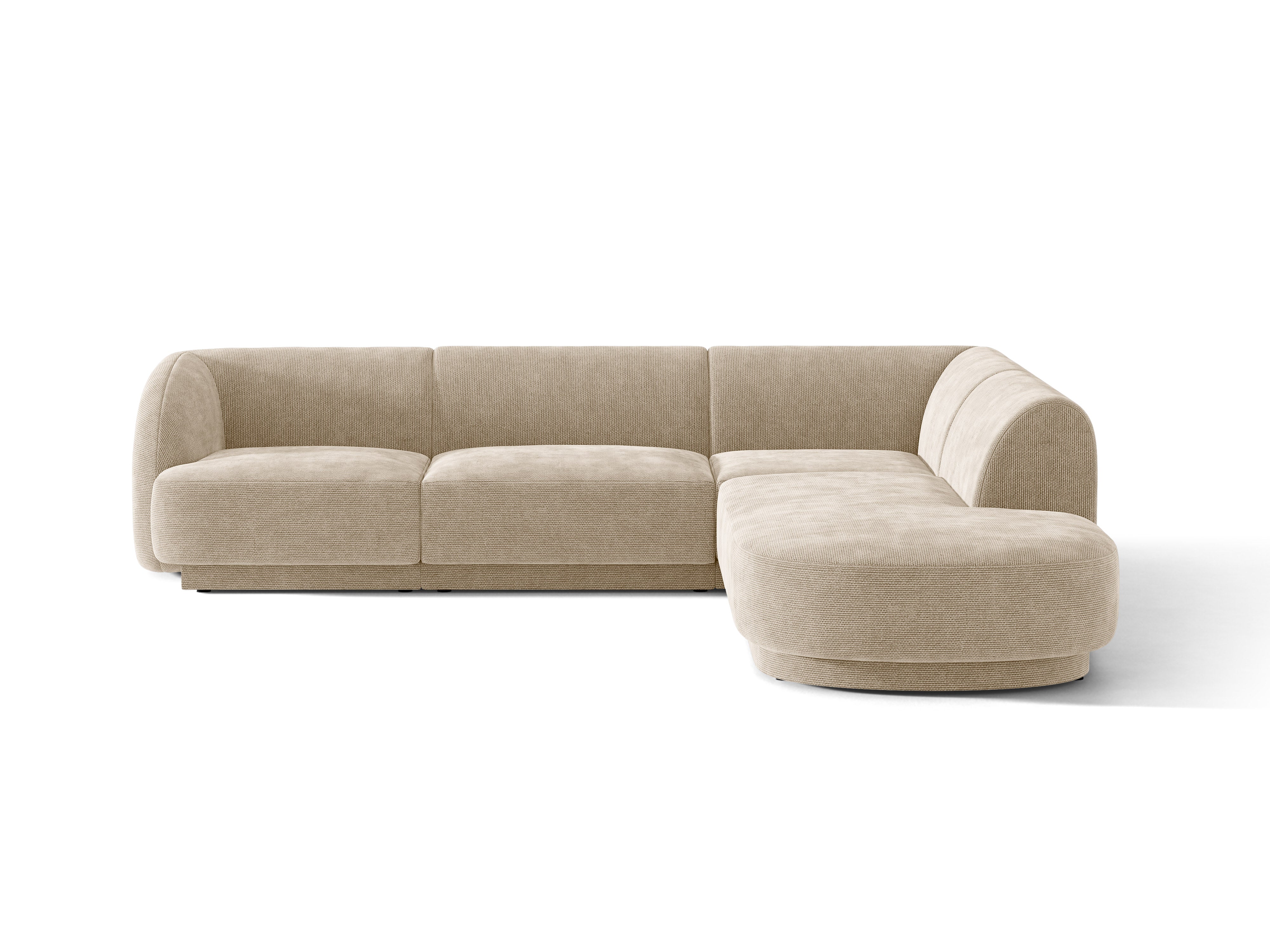 Rechtsseitige 6-sitzige Eckcouch MILEY beige Chenille