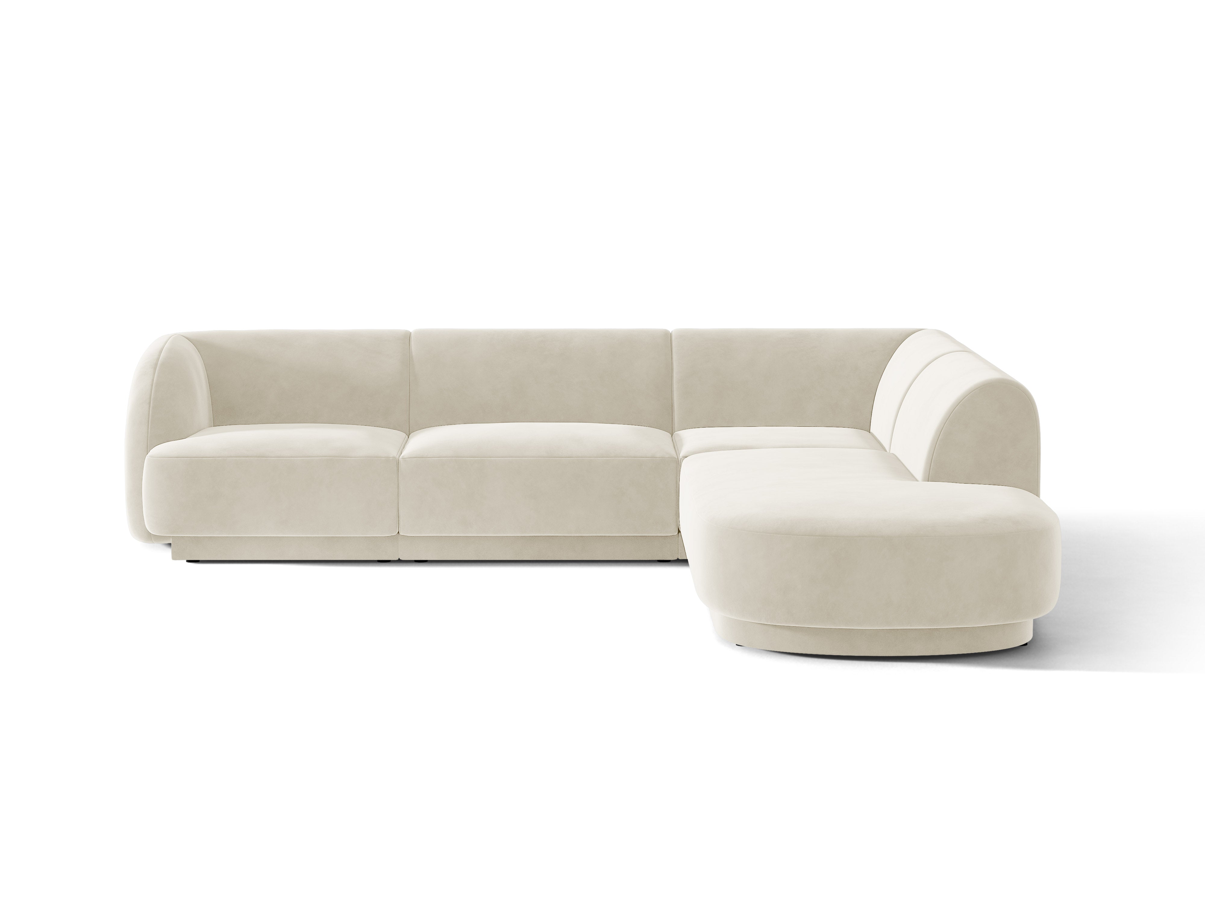 Samt-Ecksofa für 6 Personen rechts MILEY beige