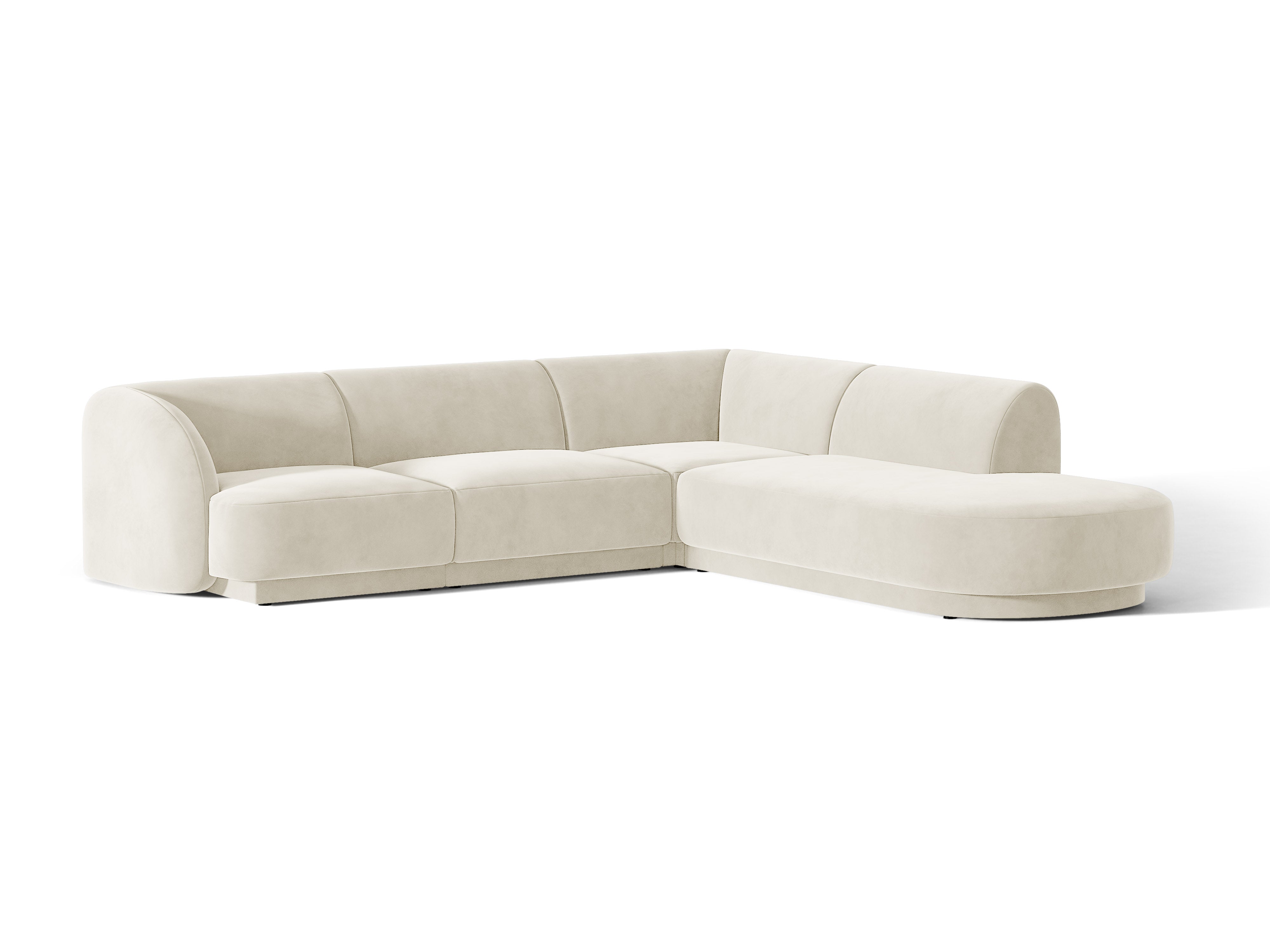 Samt-Ecksofa für 6 Personen rechts MILEY beige
