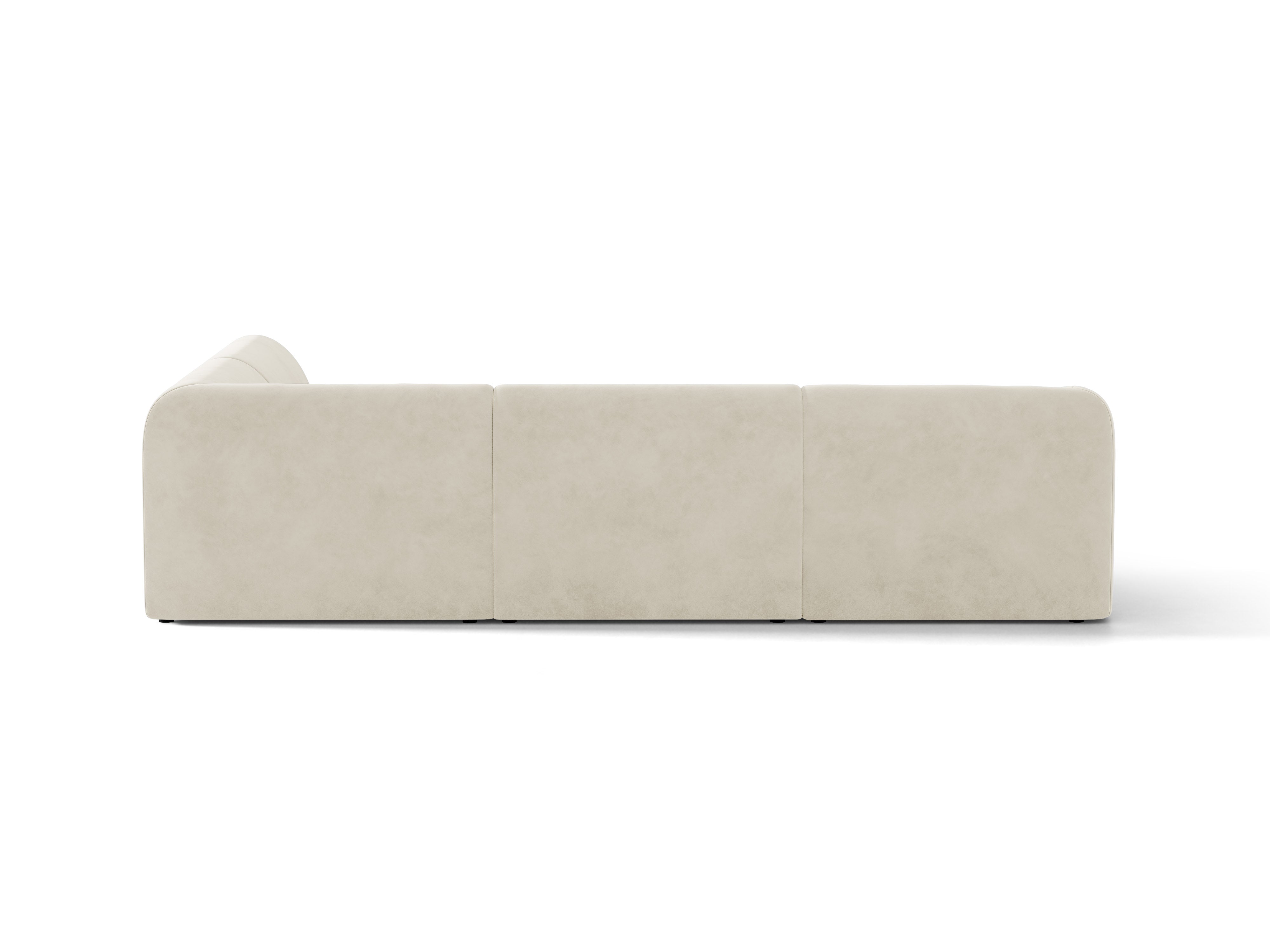 Samt-Ecksofa für 6 Personen rechts MILEY beige