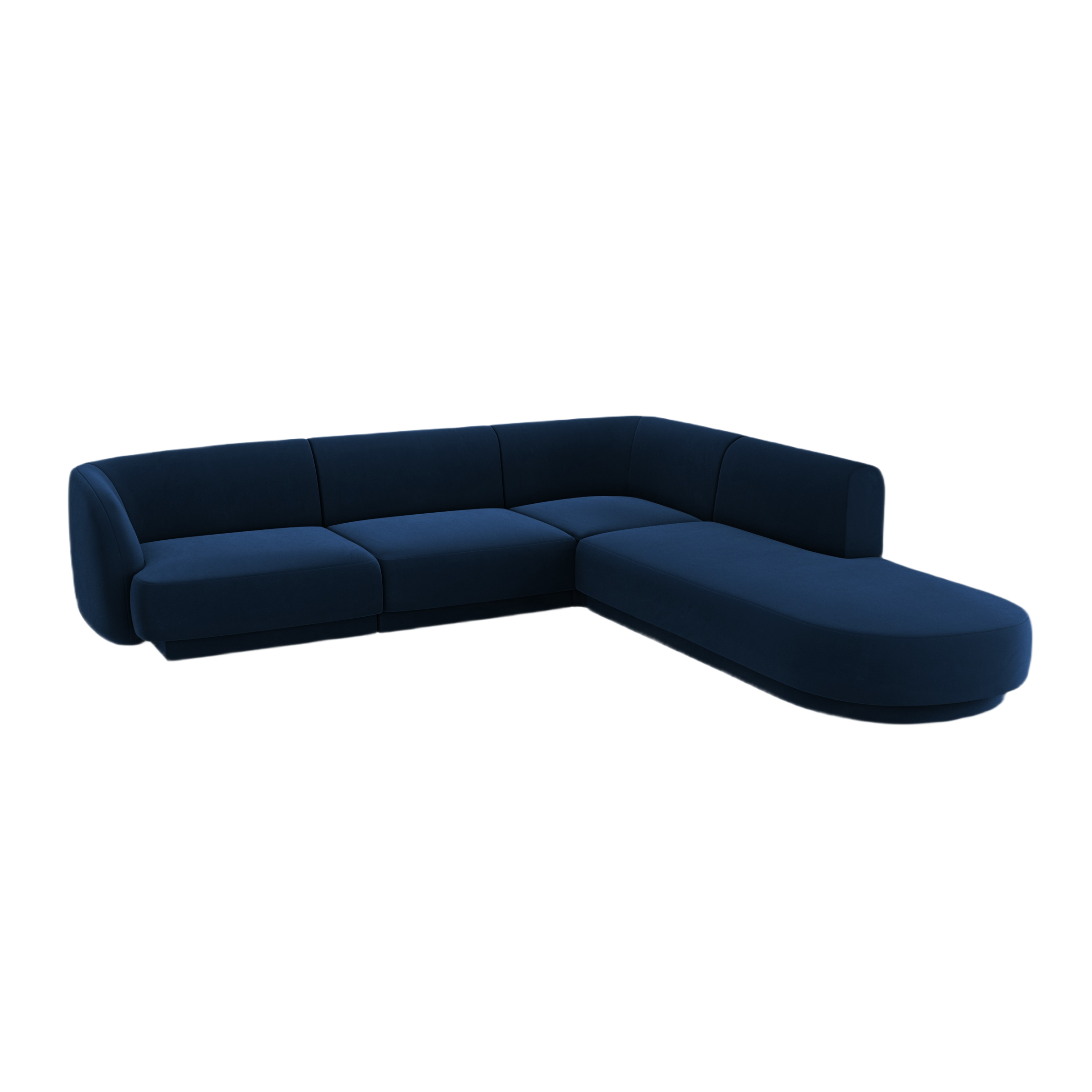 Velvet corner sofa for 6 people right-facing MILEY royal blue