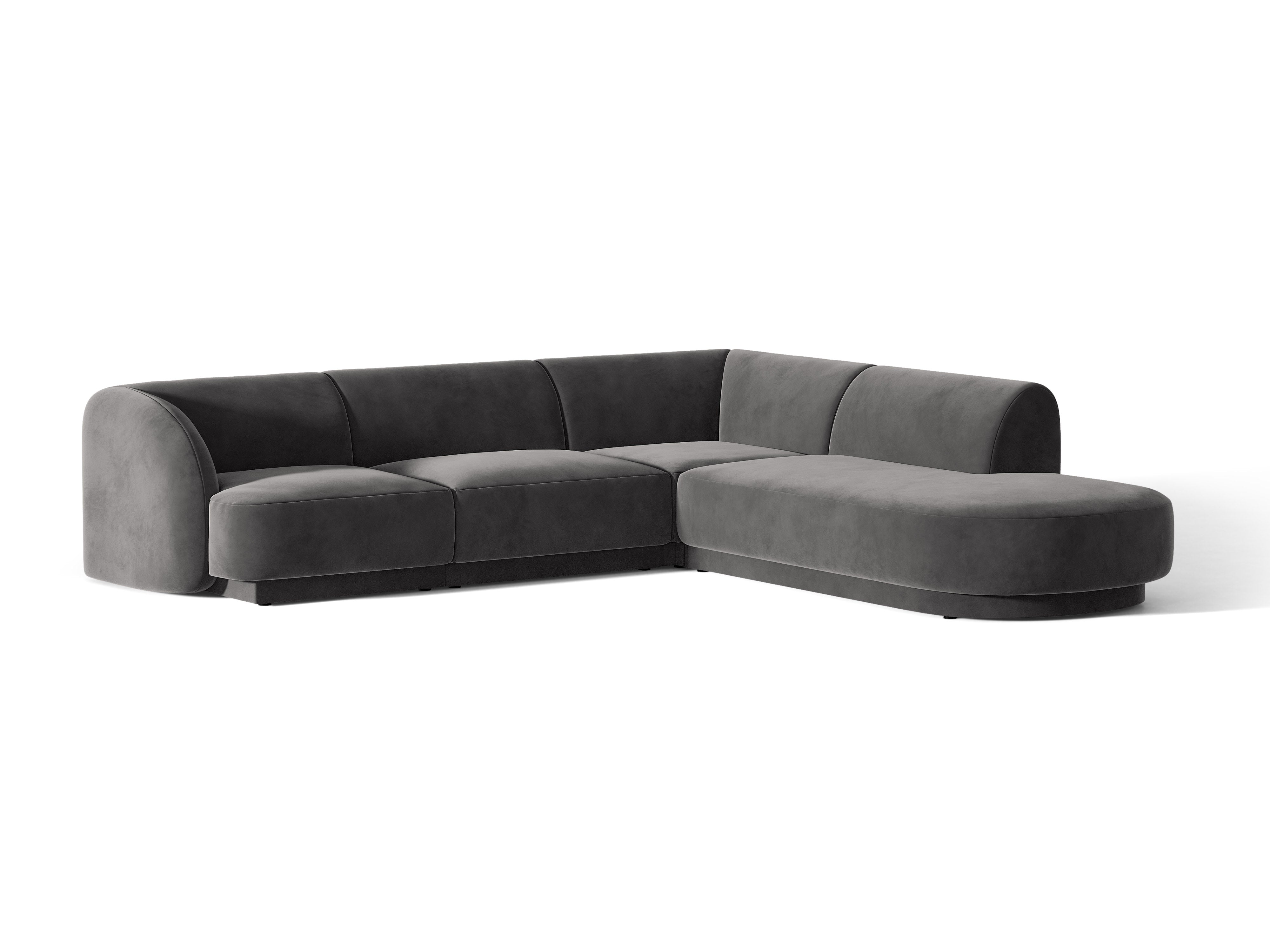 Samt-Ecksofa für 6 Personen rechts MILEY dunkelgrau