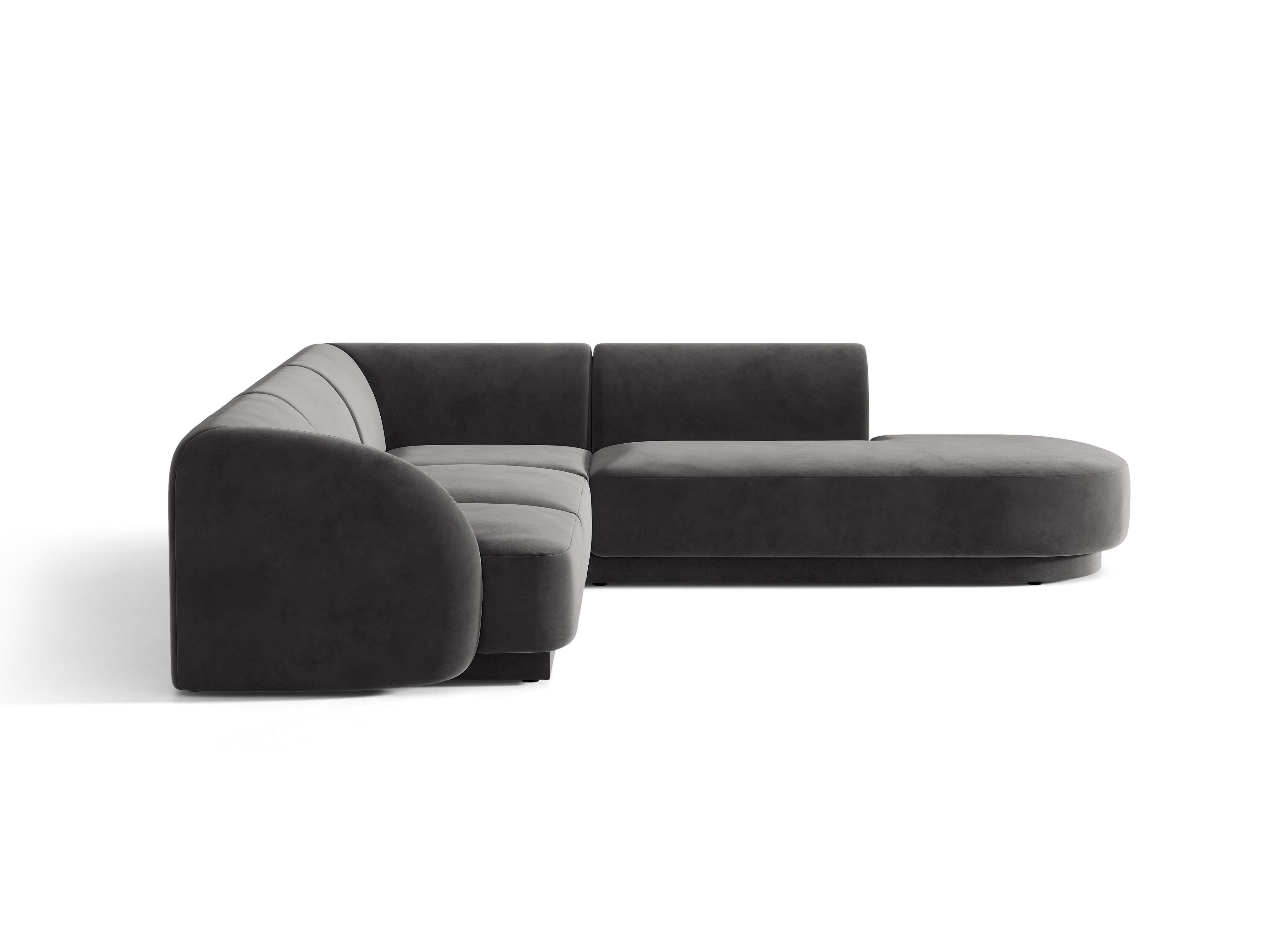 Samt-Ecksofa für 6 Personen rechts MILEY dunkelgrau