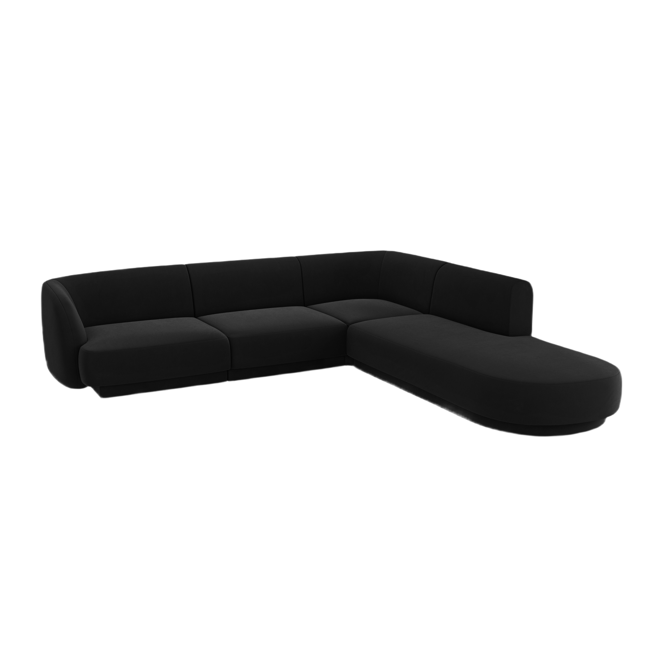 Samt-Ecksofa für 6 Personen rechts MILEY schwarz
