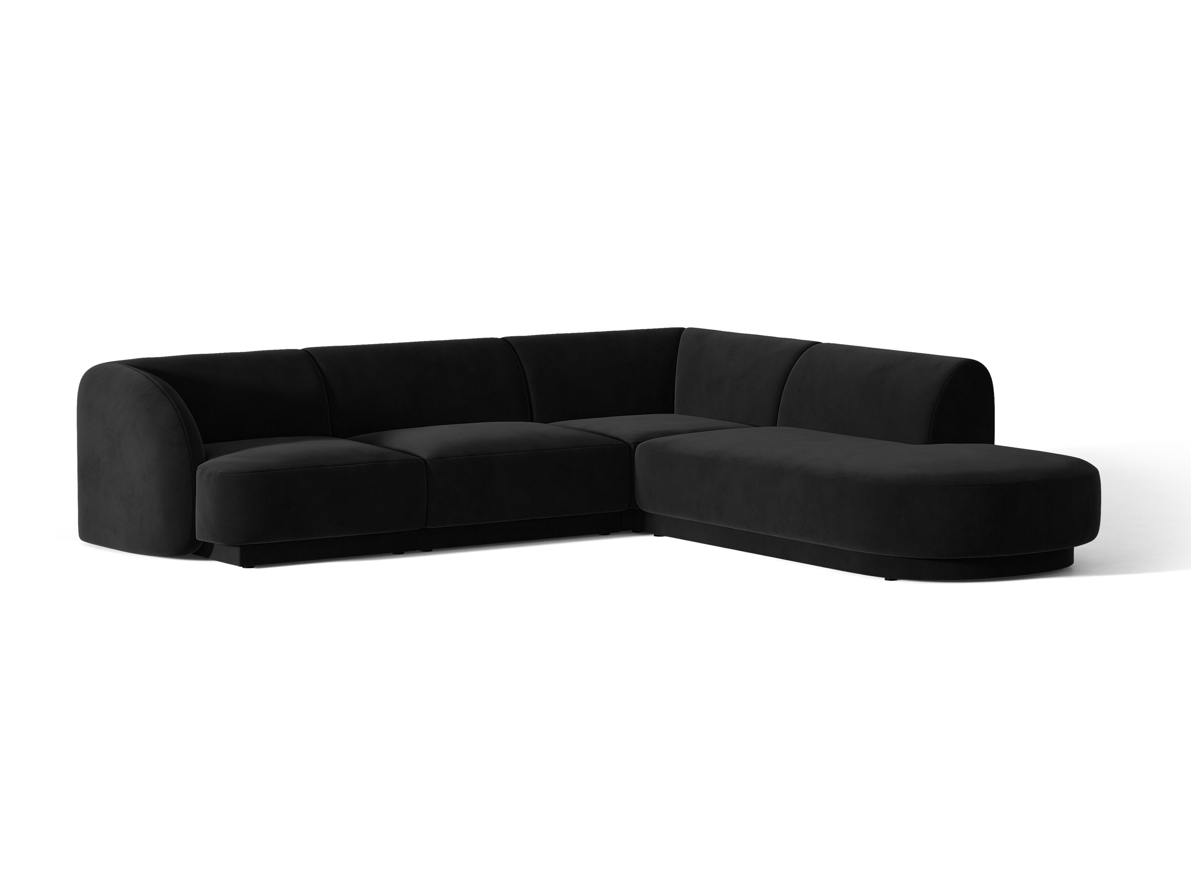 Samt-Ecksofa für 6 Personen rechts MILEY schwarz