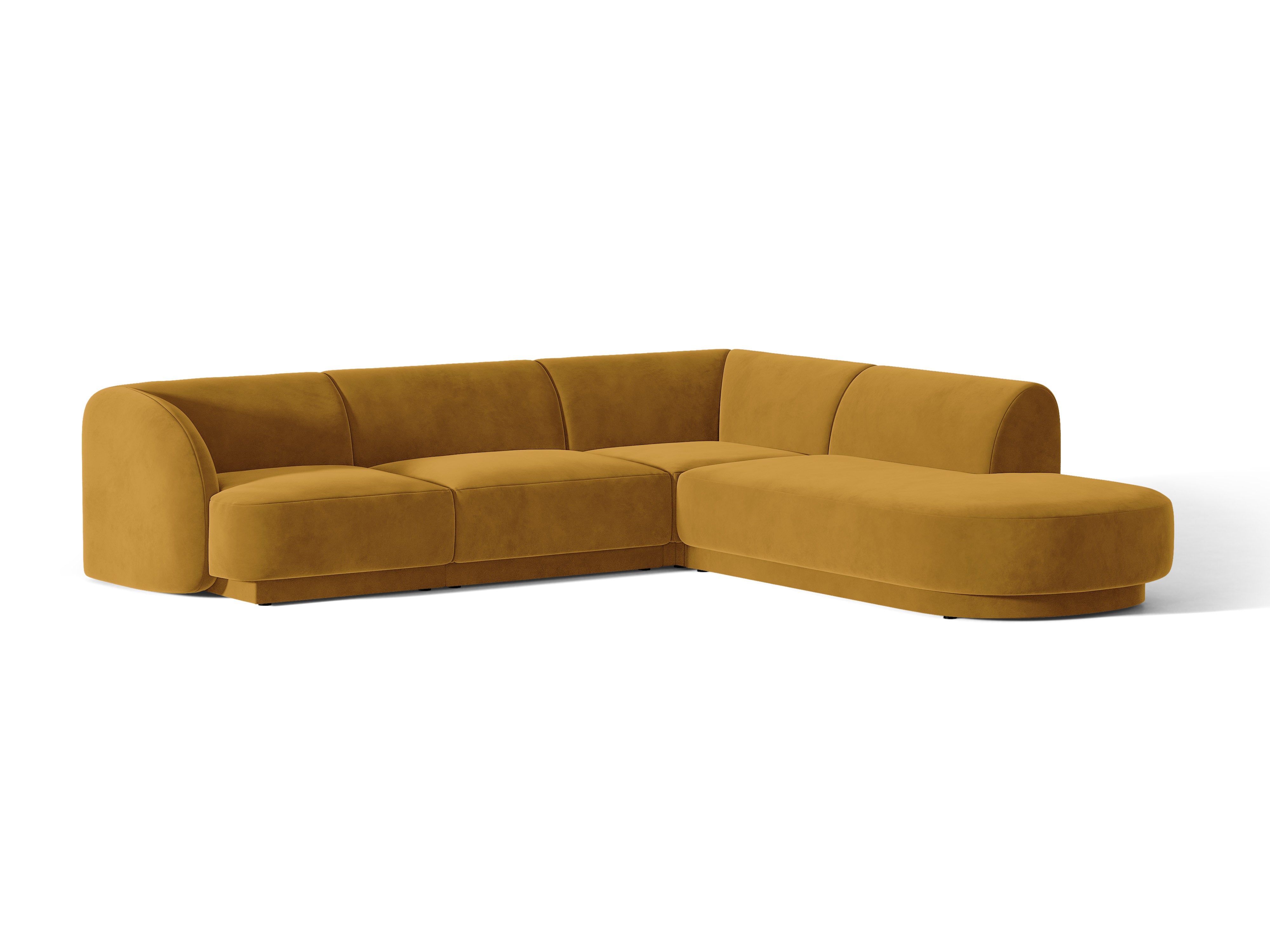 Samt-Ecksofa für 6 Personen rechts MILEY gelb