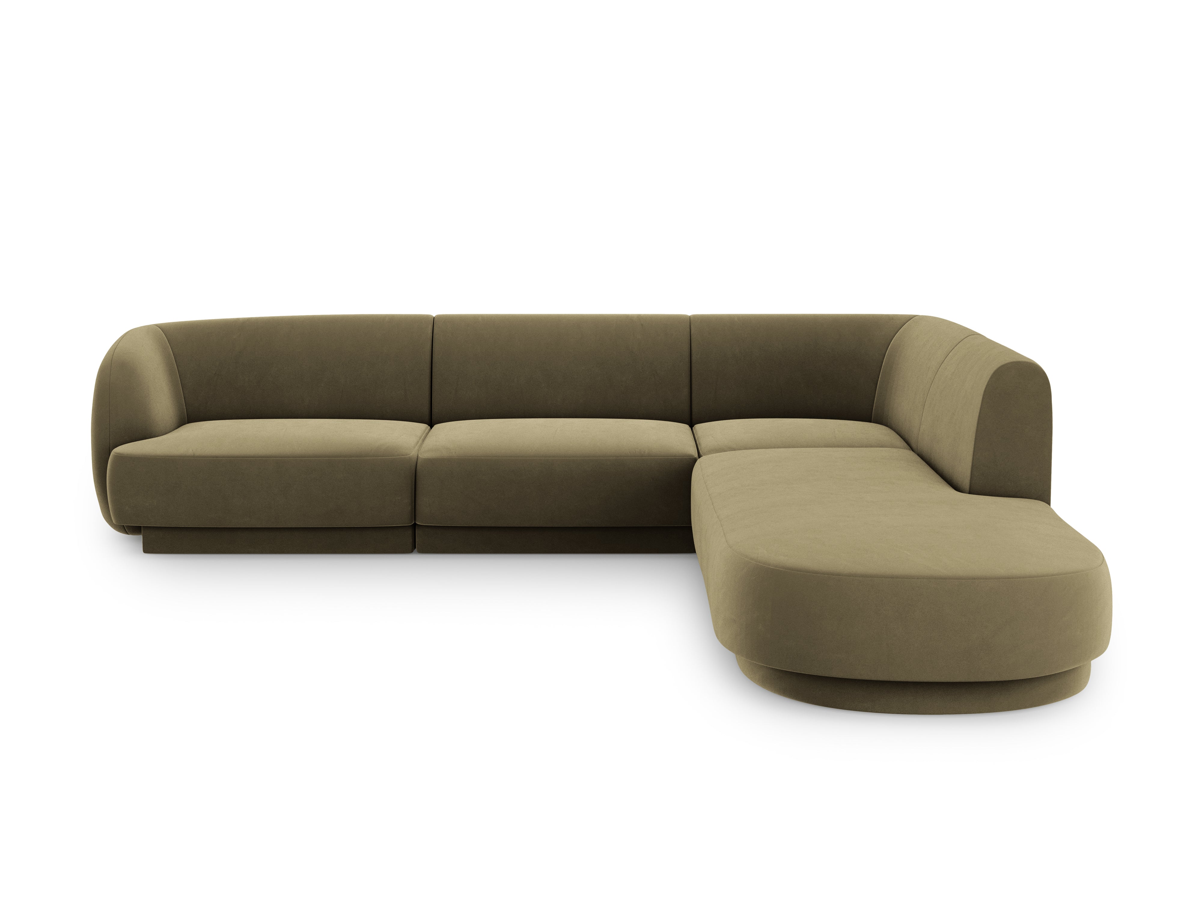 Narożnik aksamitny 6-osobowy prawostronny MILEY zielony Micadoni Eye on Design