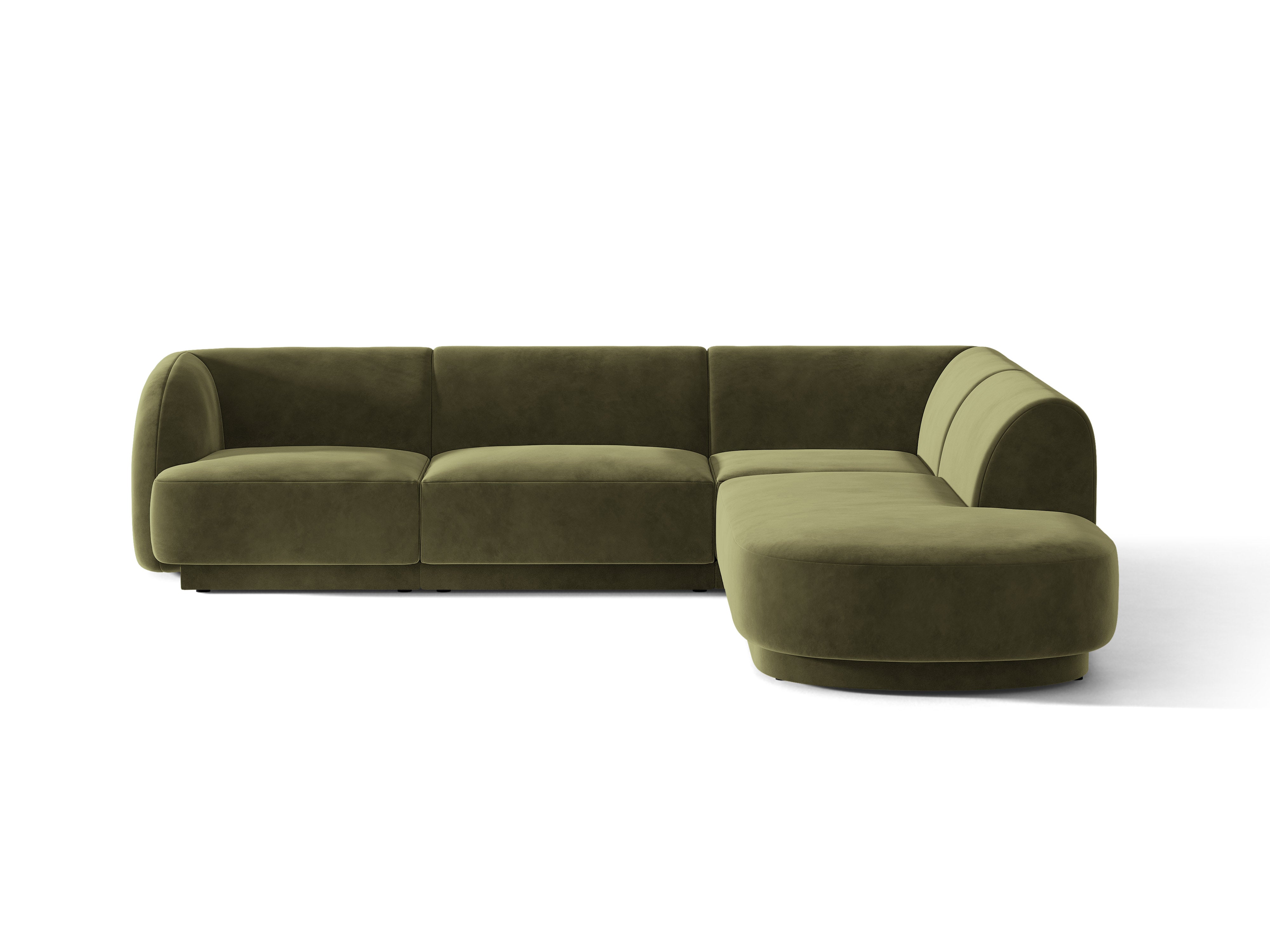 Samt-Ecksofa für 6 Personen rechts MILEY grün