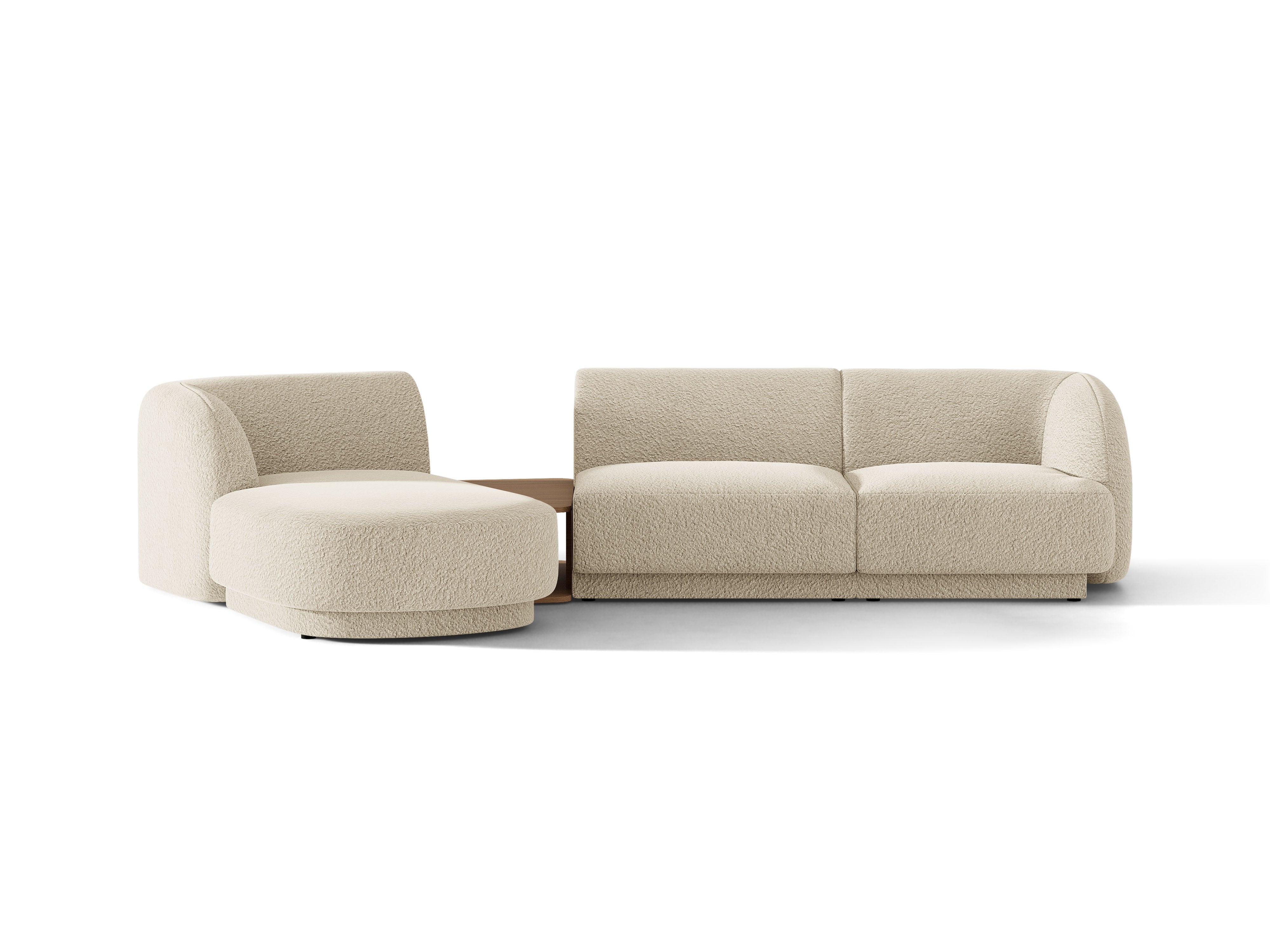 Modulares Ecksofa mit Tisch 3-sitzig links MILEY beige Boucle