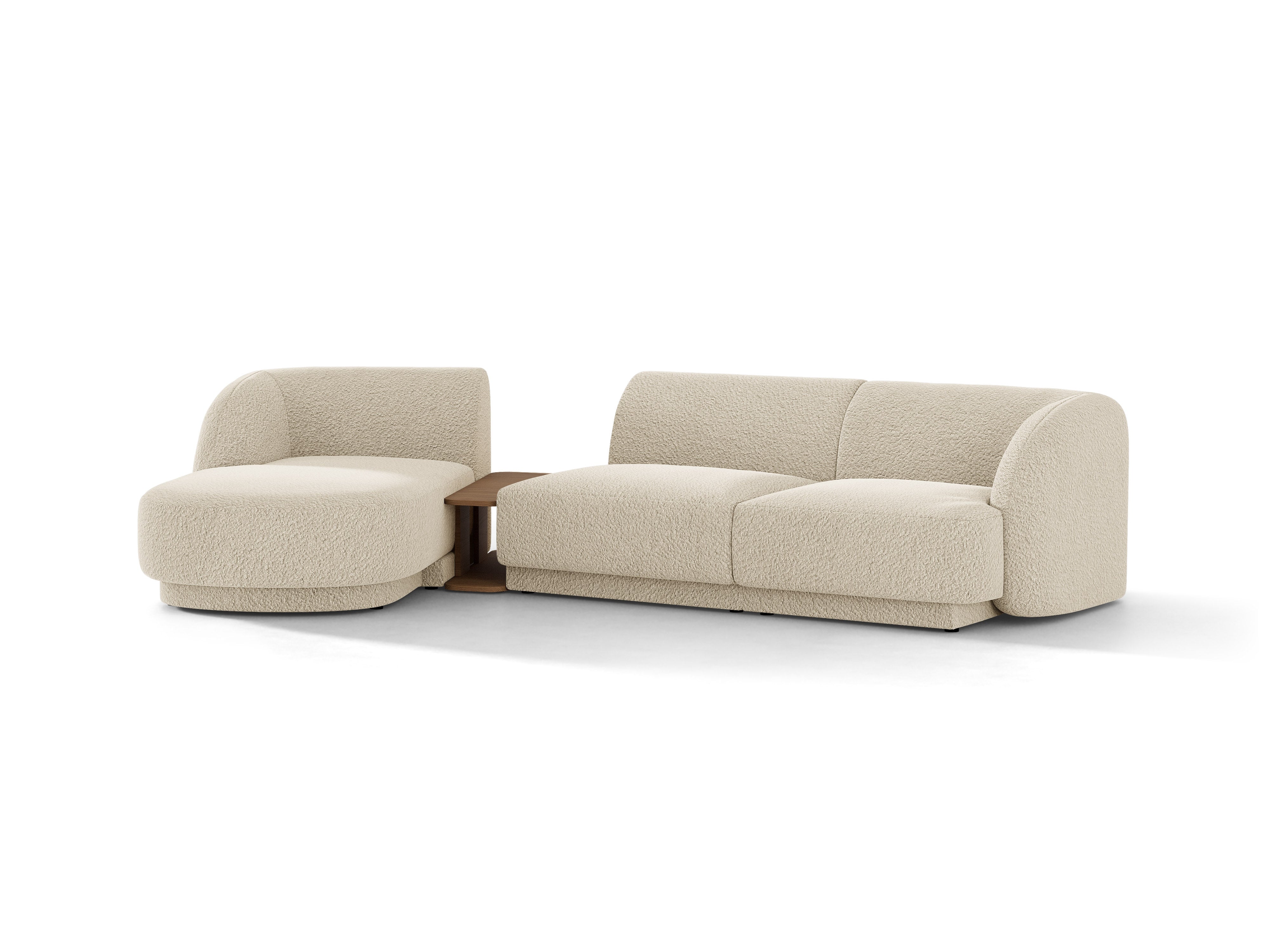 Modulares Ecksofa mit Tisch 3-sitzig links MILEY beige Boucle