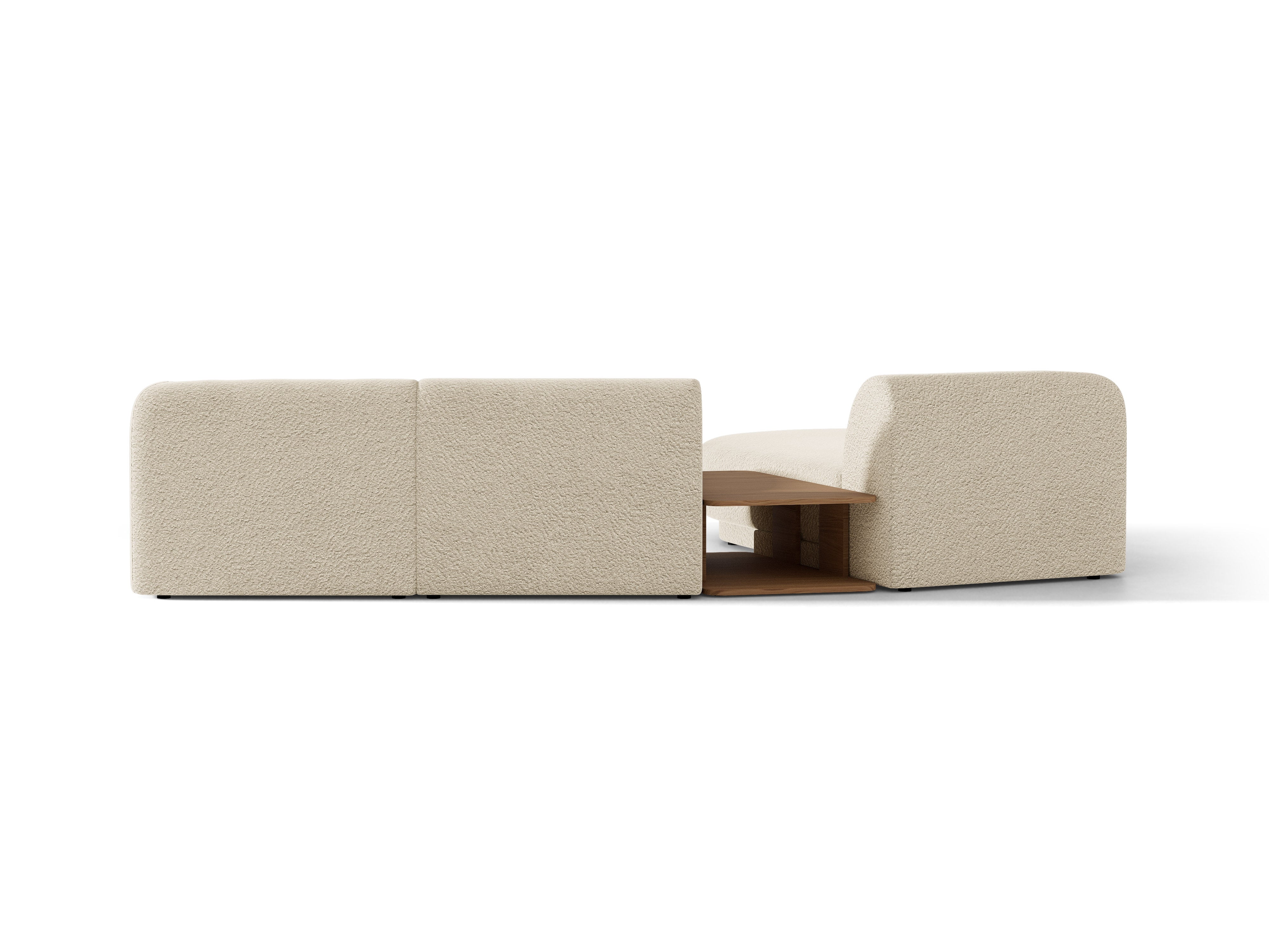 Modulares Ecksofa mit Tisch 3-sitzig links MILEY beige Boucle