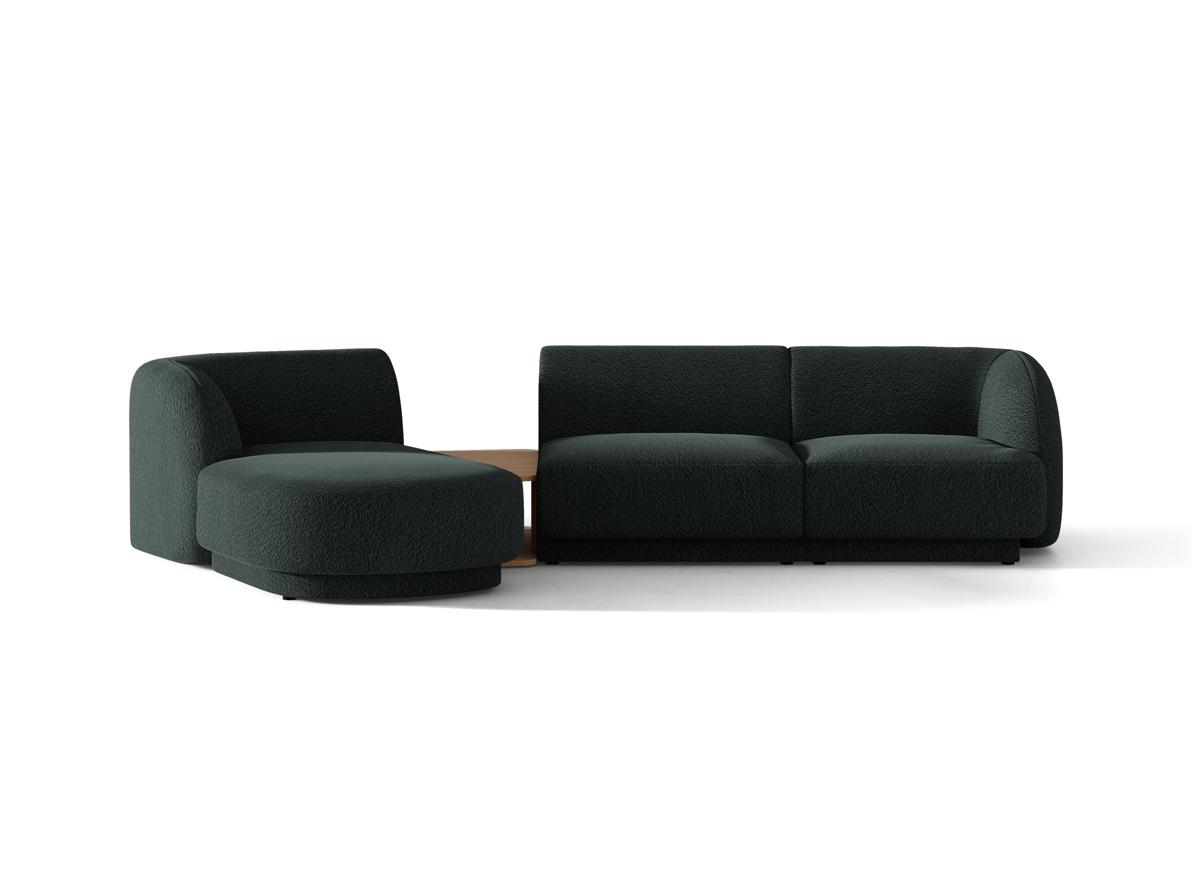 Modulares Ecksofa mit Tisch 3-sitzig links MILEY schwarz Boucle