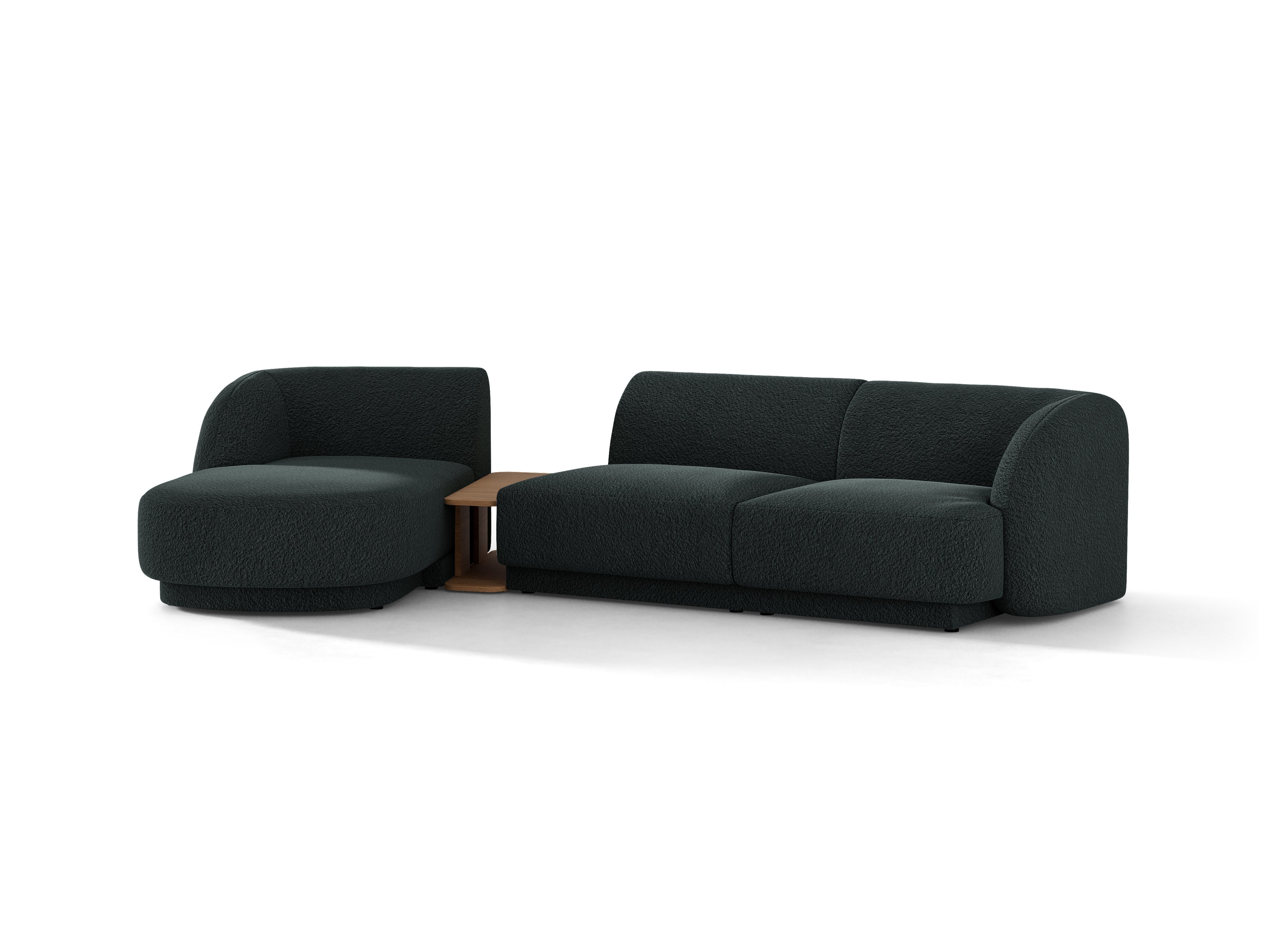 Modulares Ecksofa mit Tisch 3-sitzig links MILEY schwarz Boucle