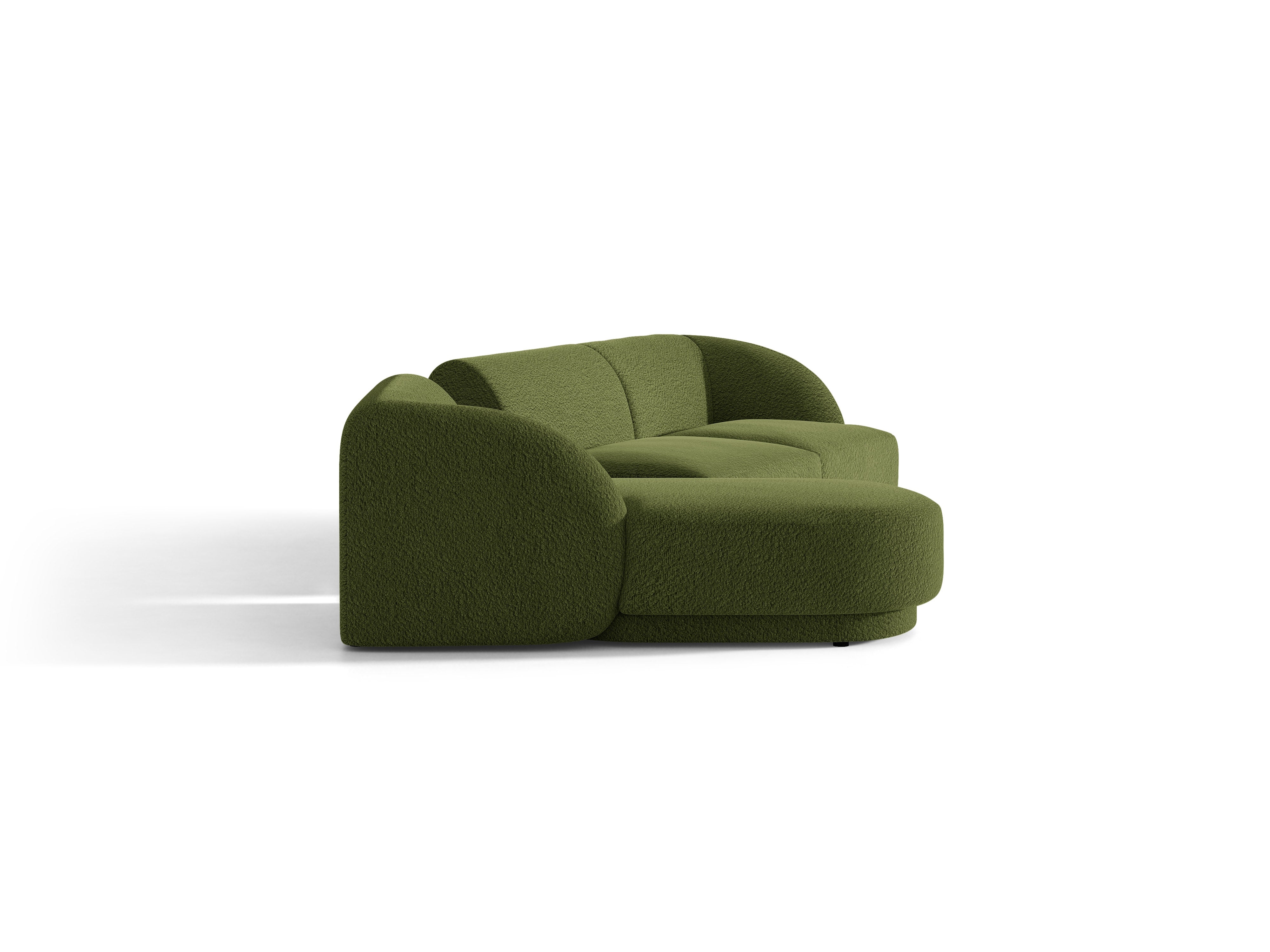 Modulares Ecksofa mit Tisch, 3-Sitzer, links, MILEY, grüne Boucle