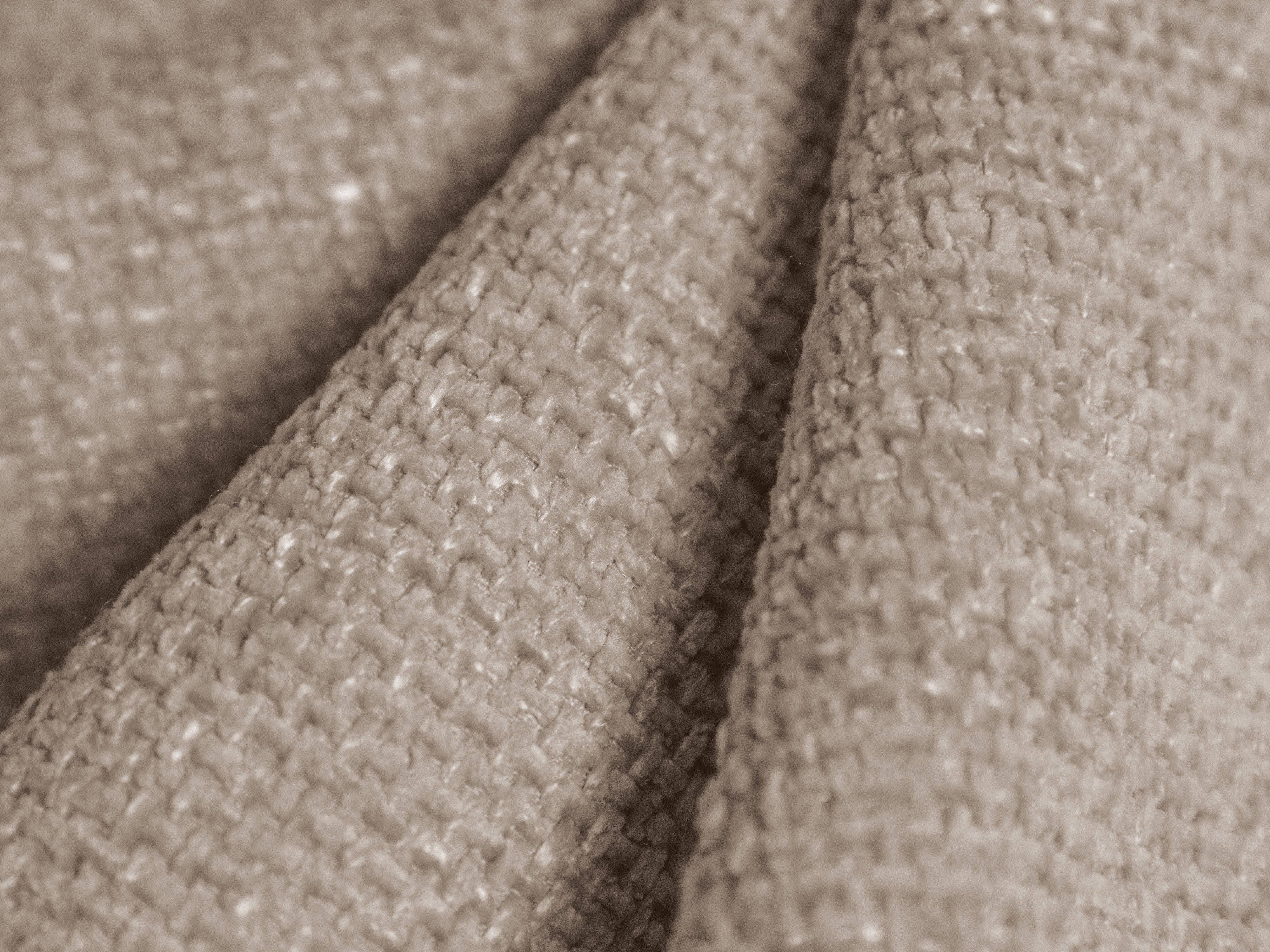 Modulares Ecksofa mit Tisch 3-Sitzer rechts MILEY beige schimmernder Chenille