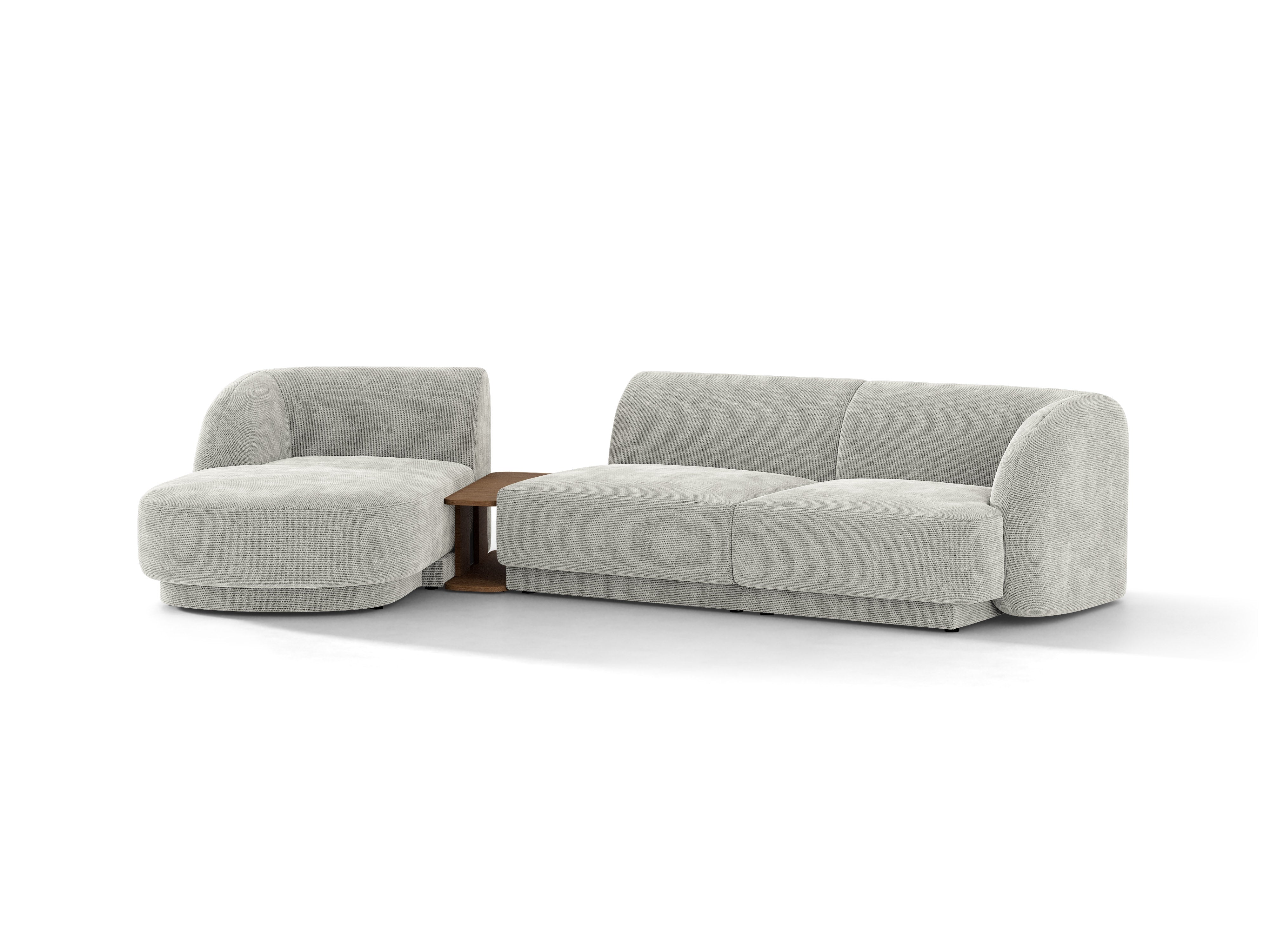Modulares Ecksofa mit Tisch, 3-Sitzer, links, MILEY, graues Chenille
