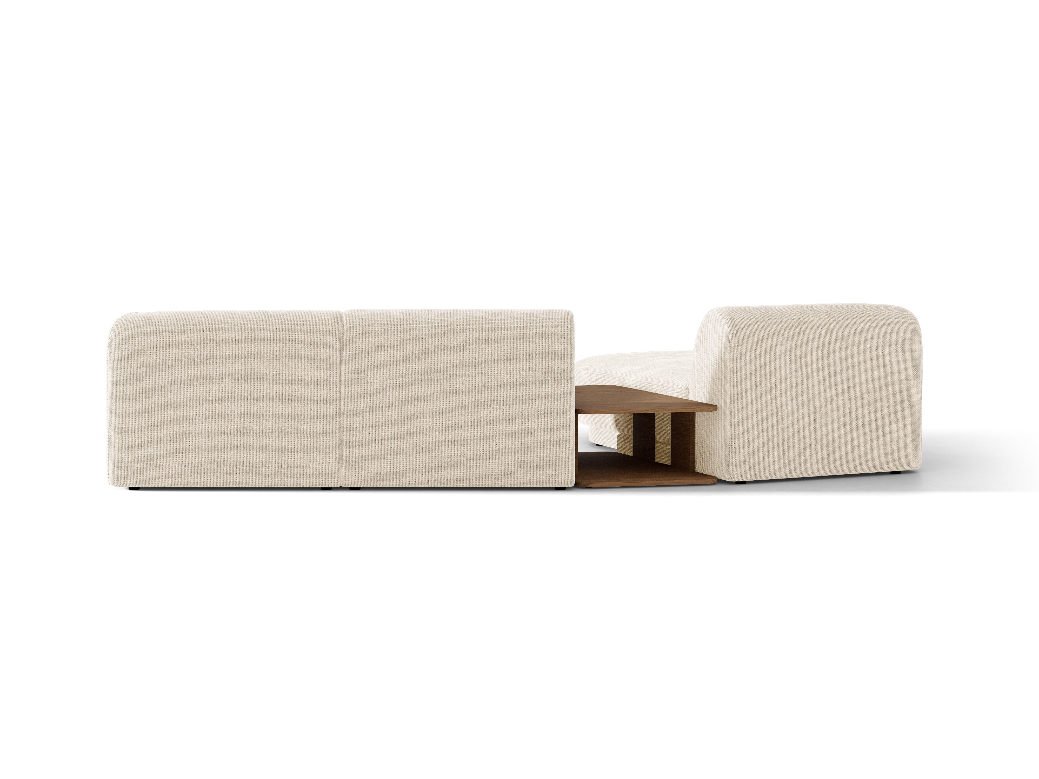 Modulares Ecksofa mit Tisch 3-sitzig links MILEY Elfenbein Chenille