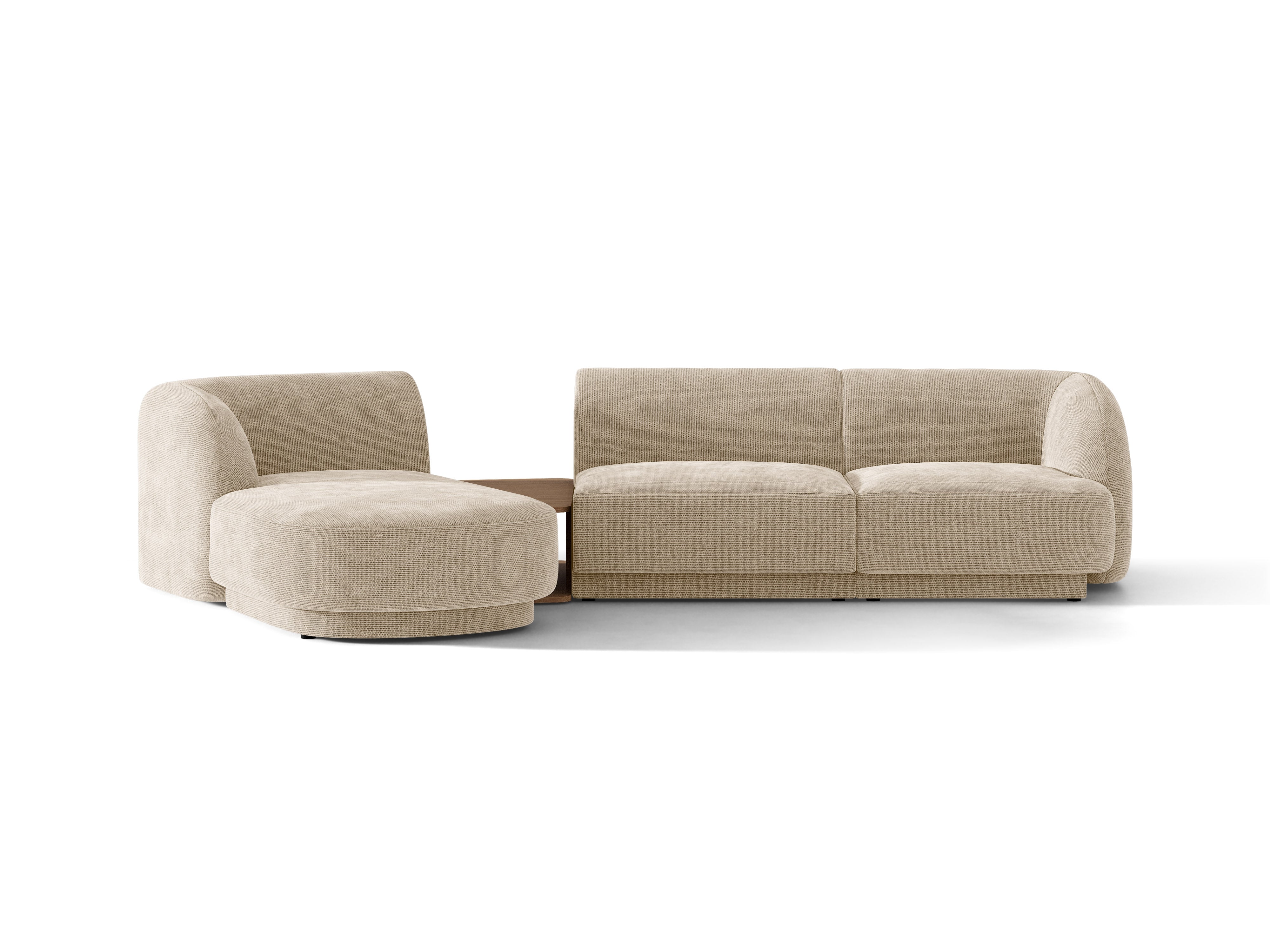 Modulares Ecksofa mit Tisch 3-sitzig links MILEY beige Chenille