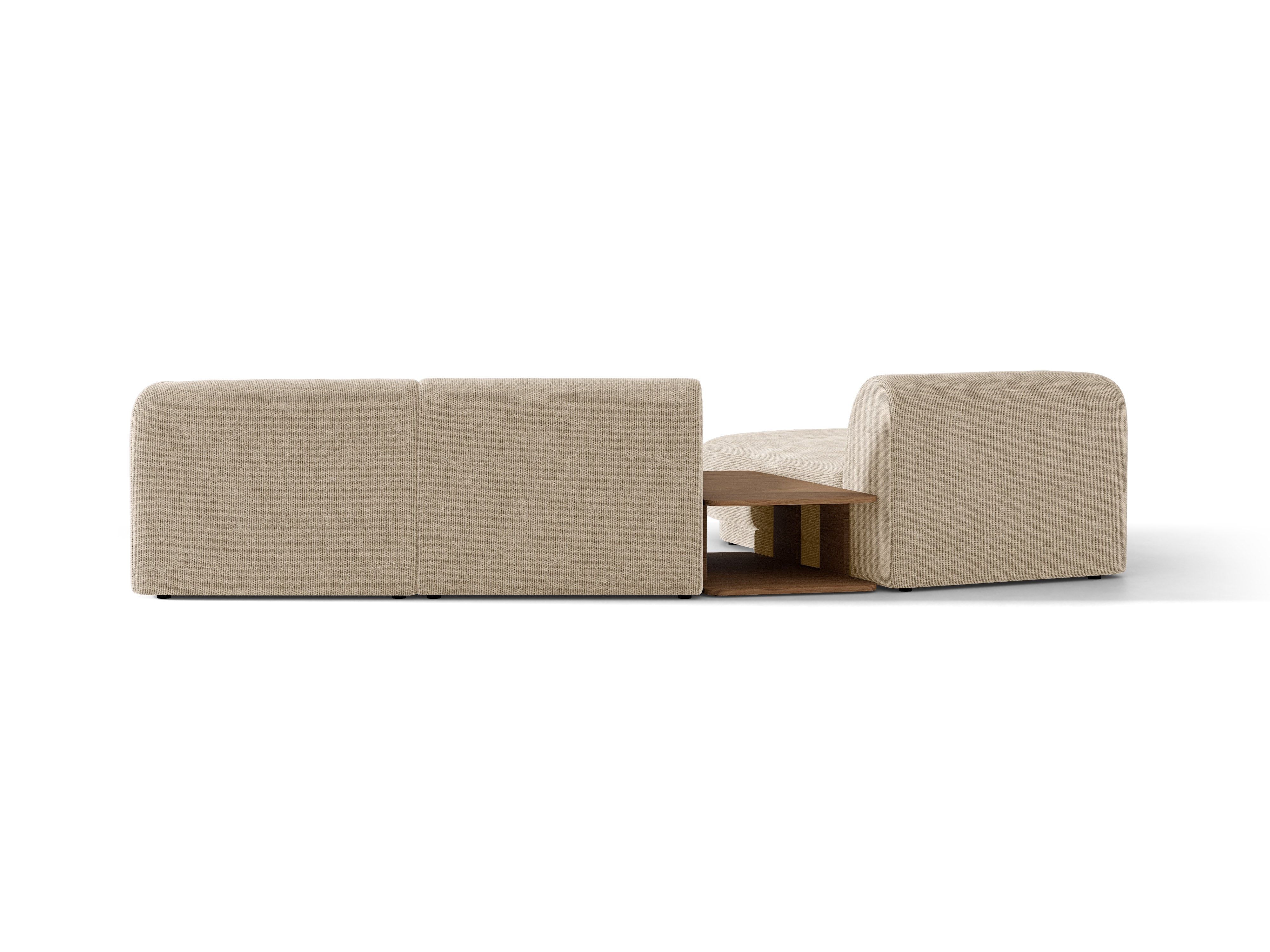Modulares Ecksofa mit Tisch 3-sitzig links MILEY beige Chenille