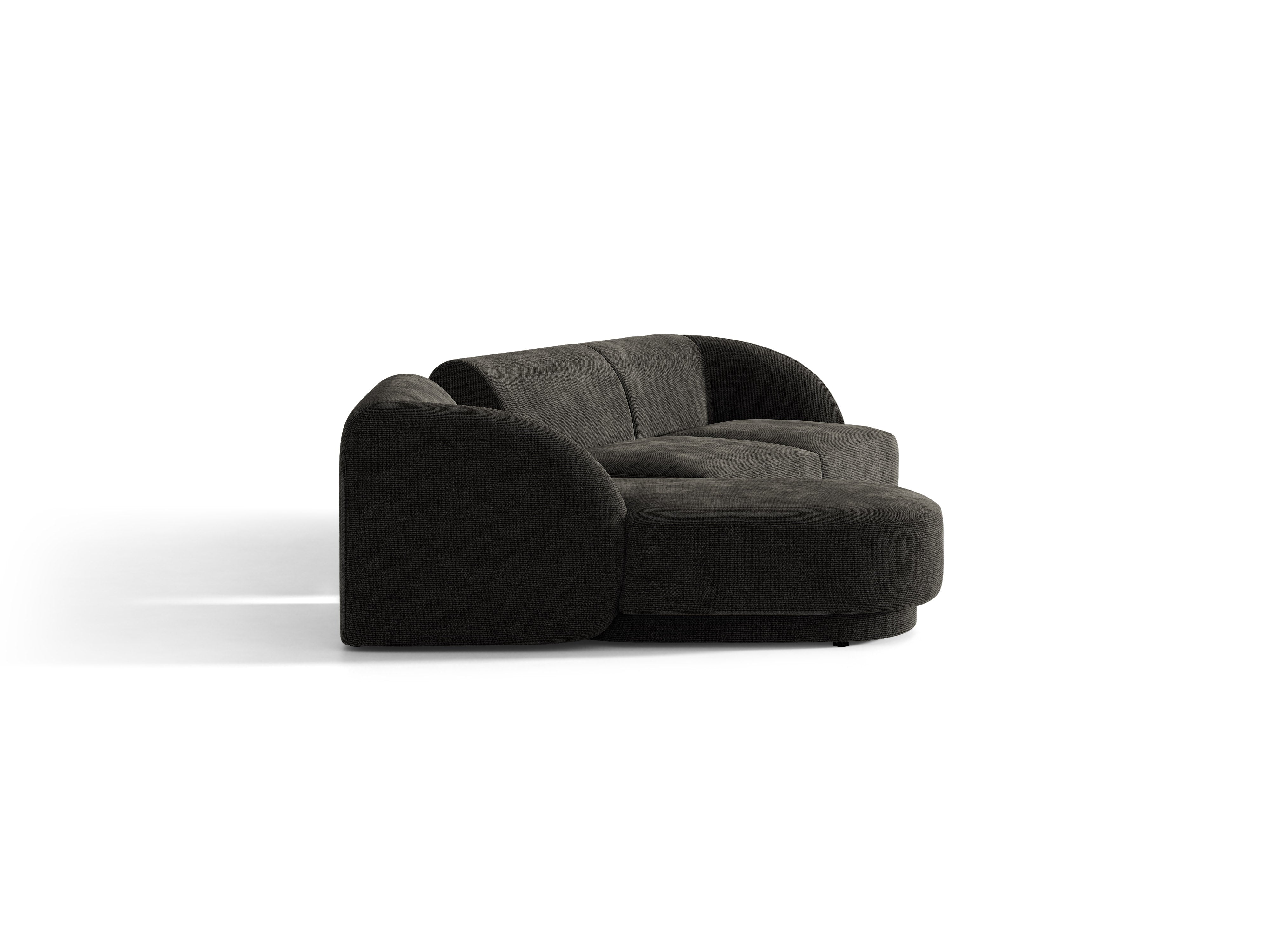 Modulares Ecksofa mit Tisch, 3-Sitzer, links, MILEY, schwarzer Chenille