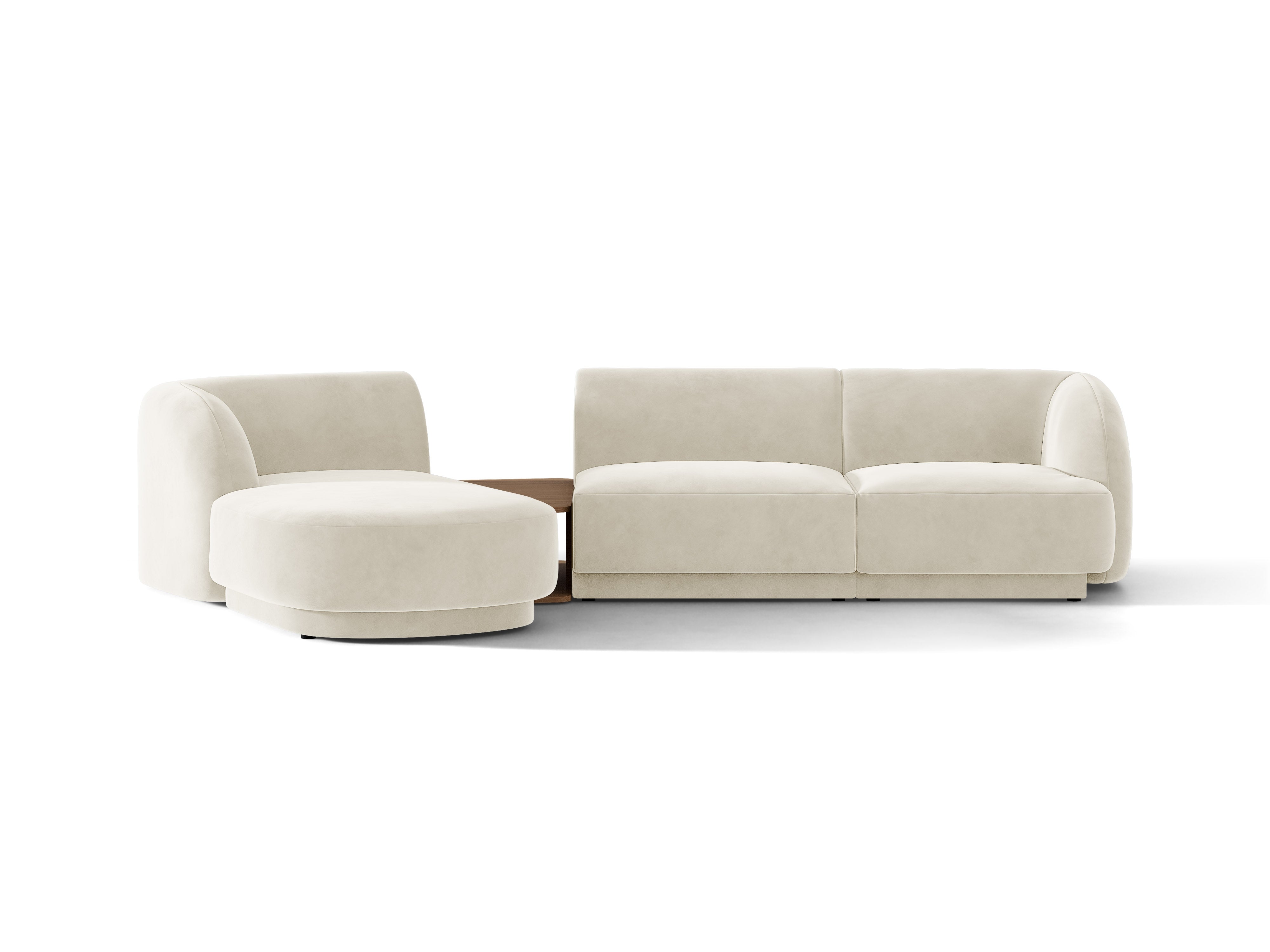 Modulares Ecksofa mit Tisch 3-sitzig links MILEY hellbeige