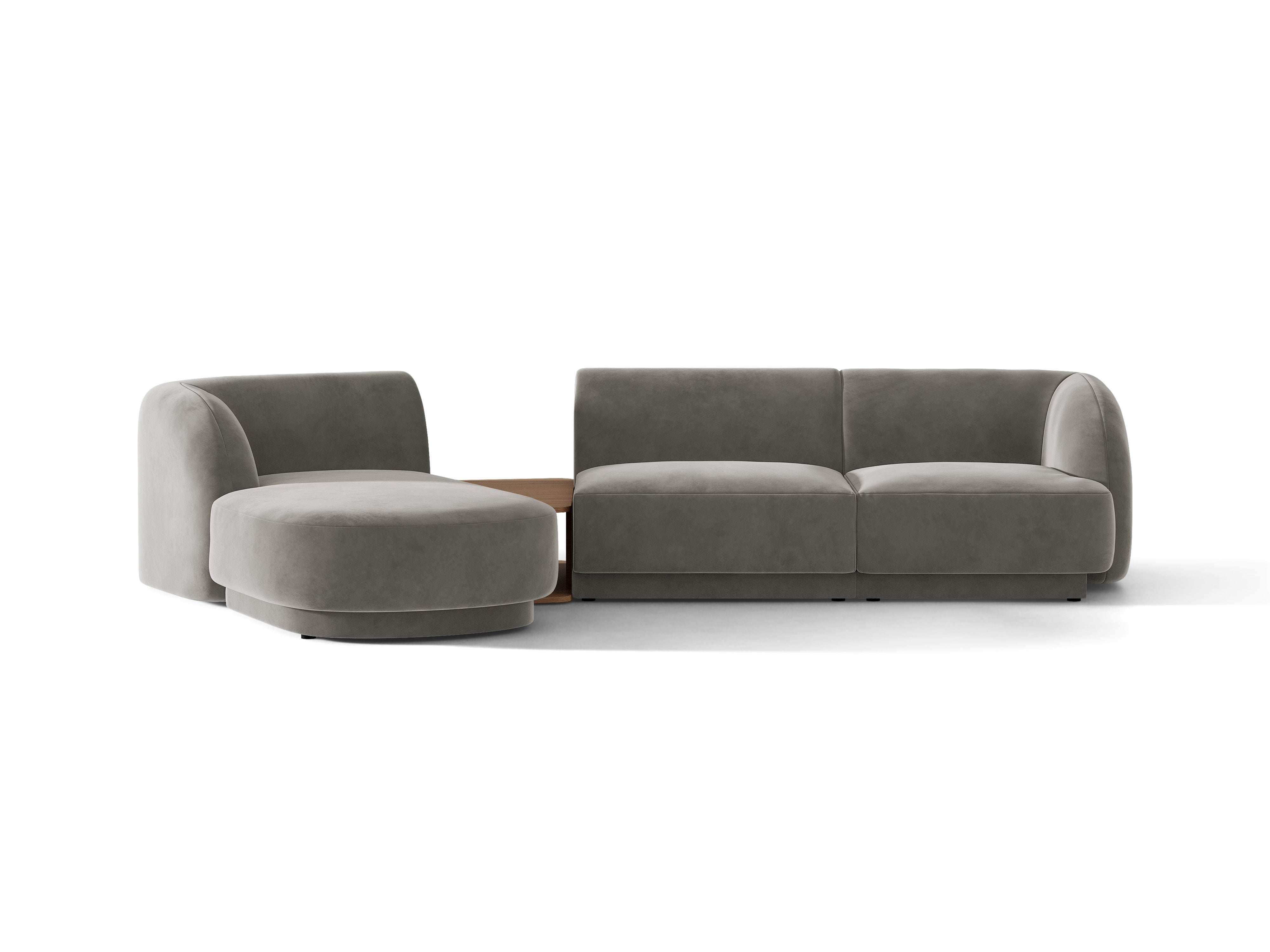 Modulares Ecksofa mit Tisch 3-sitzig links MILEY hellgrau