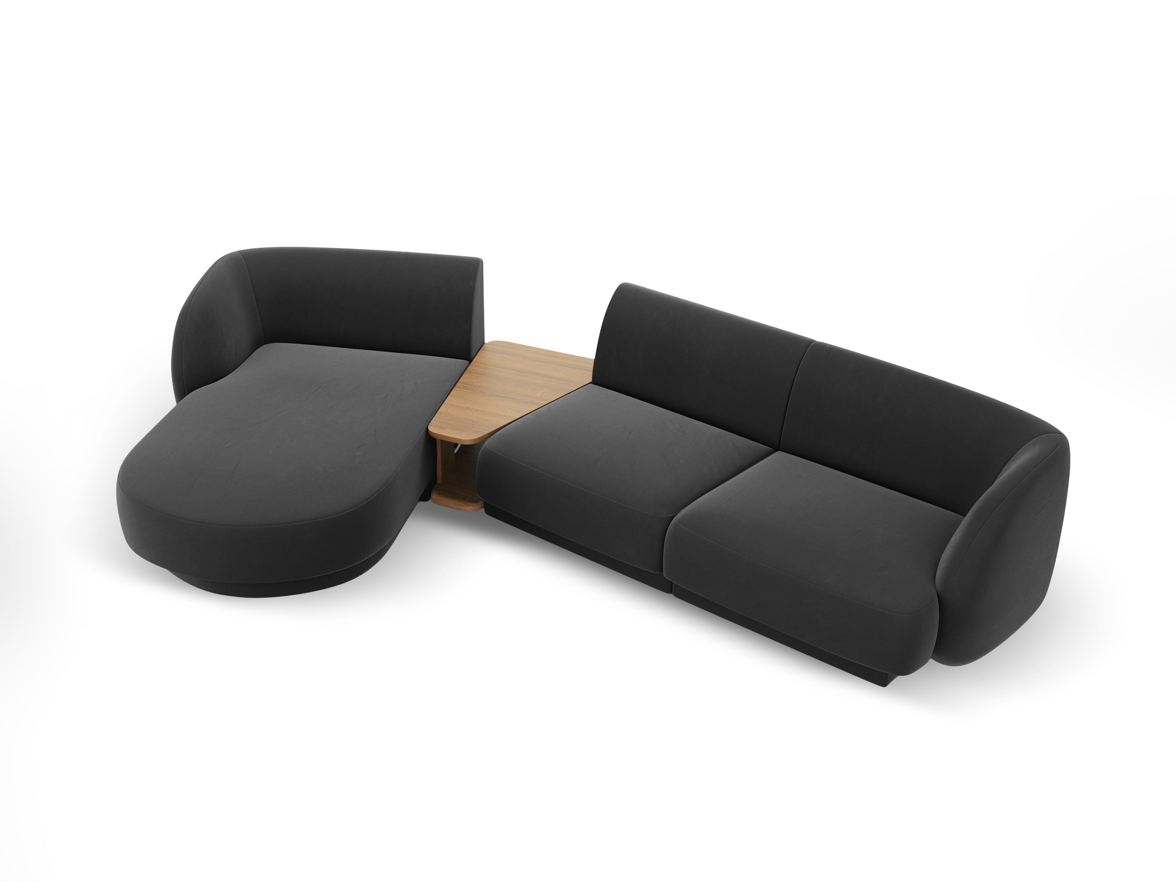Modular corner sofa with table 3-seater left-sided MILEY gray