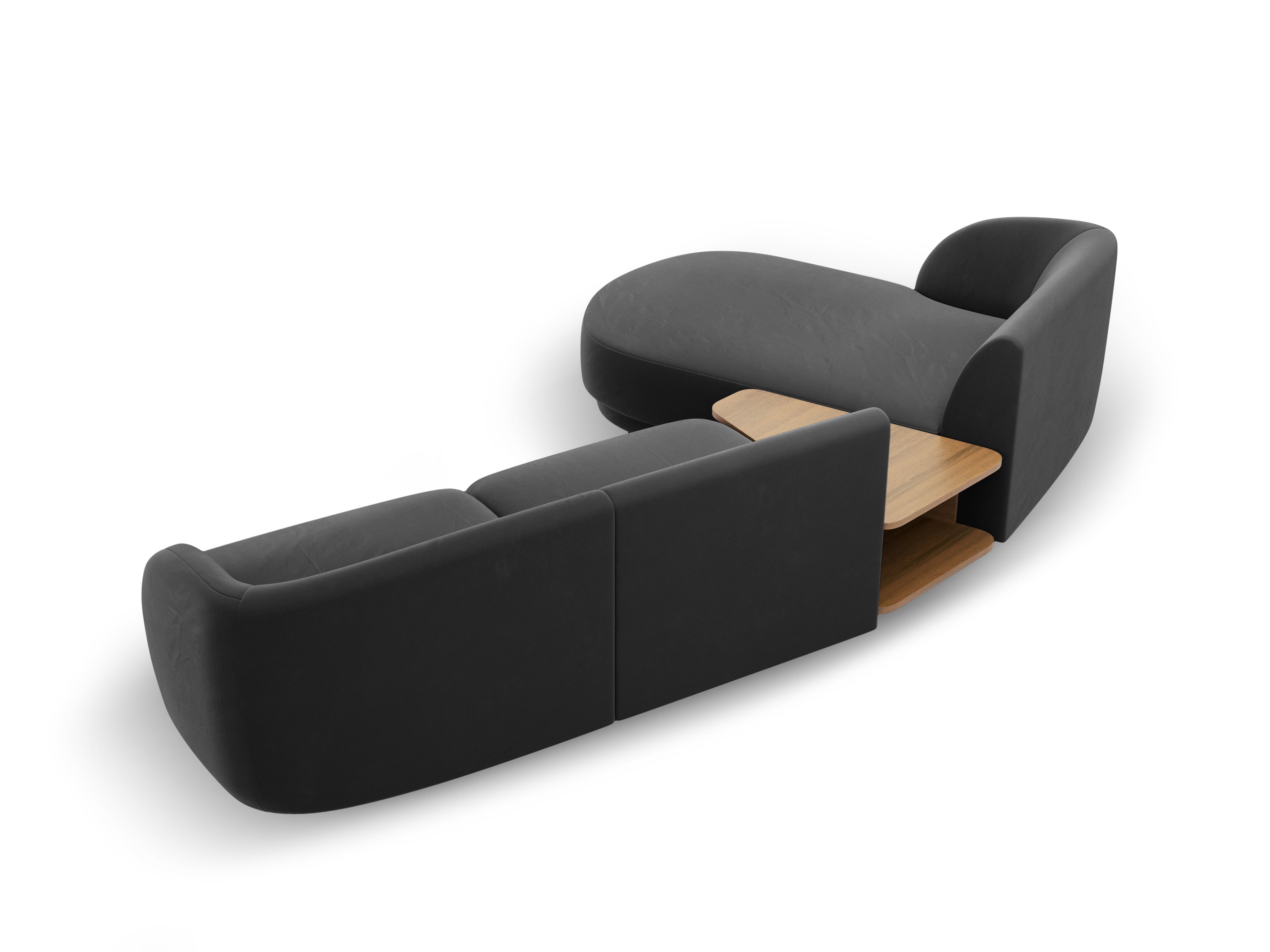 Modular corner sofa with table 3-seater left-sided MILEY gray