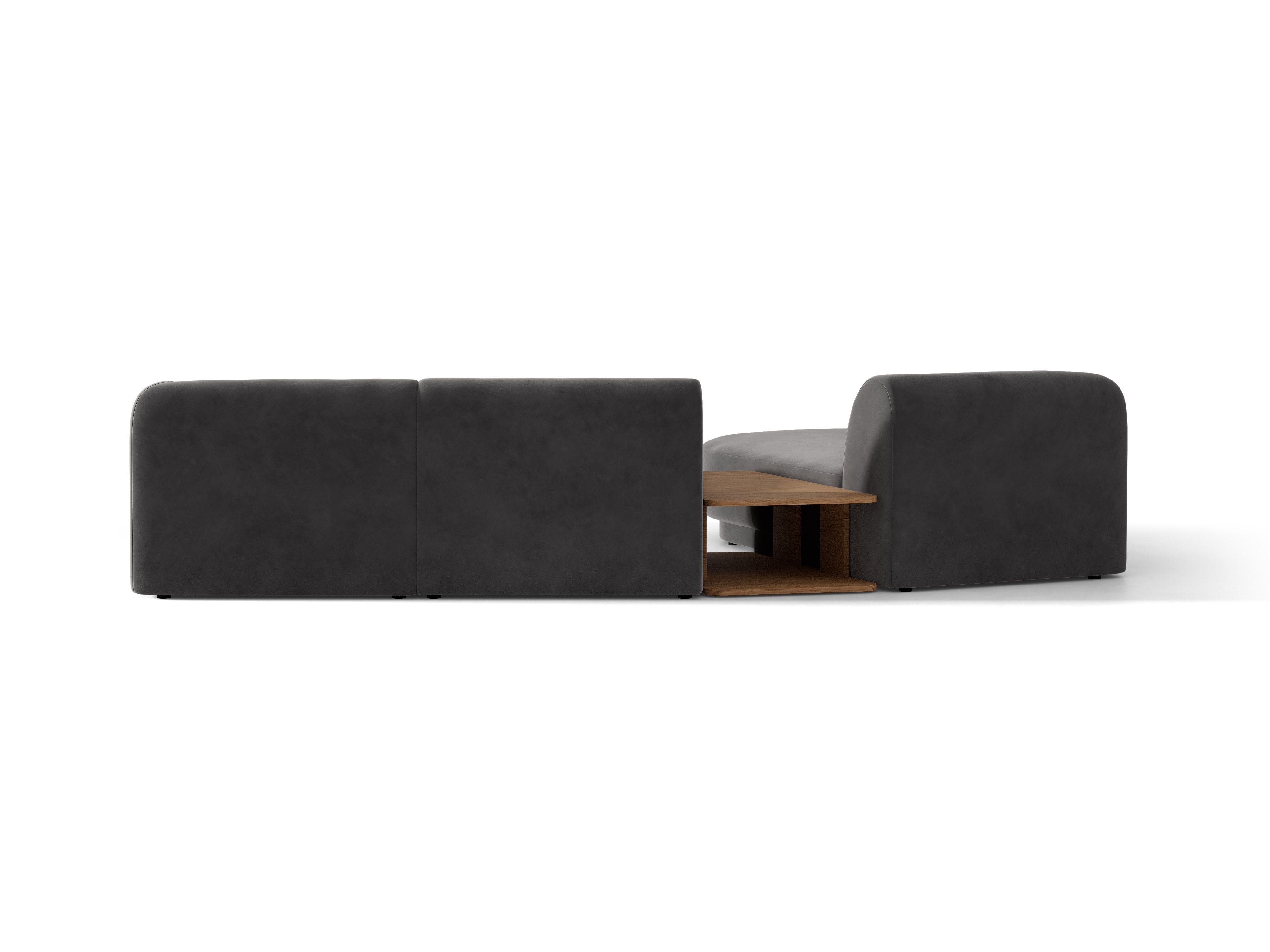 Modulares Ecksofa mit Tisch 3-sitzig links MILEY grau
