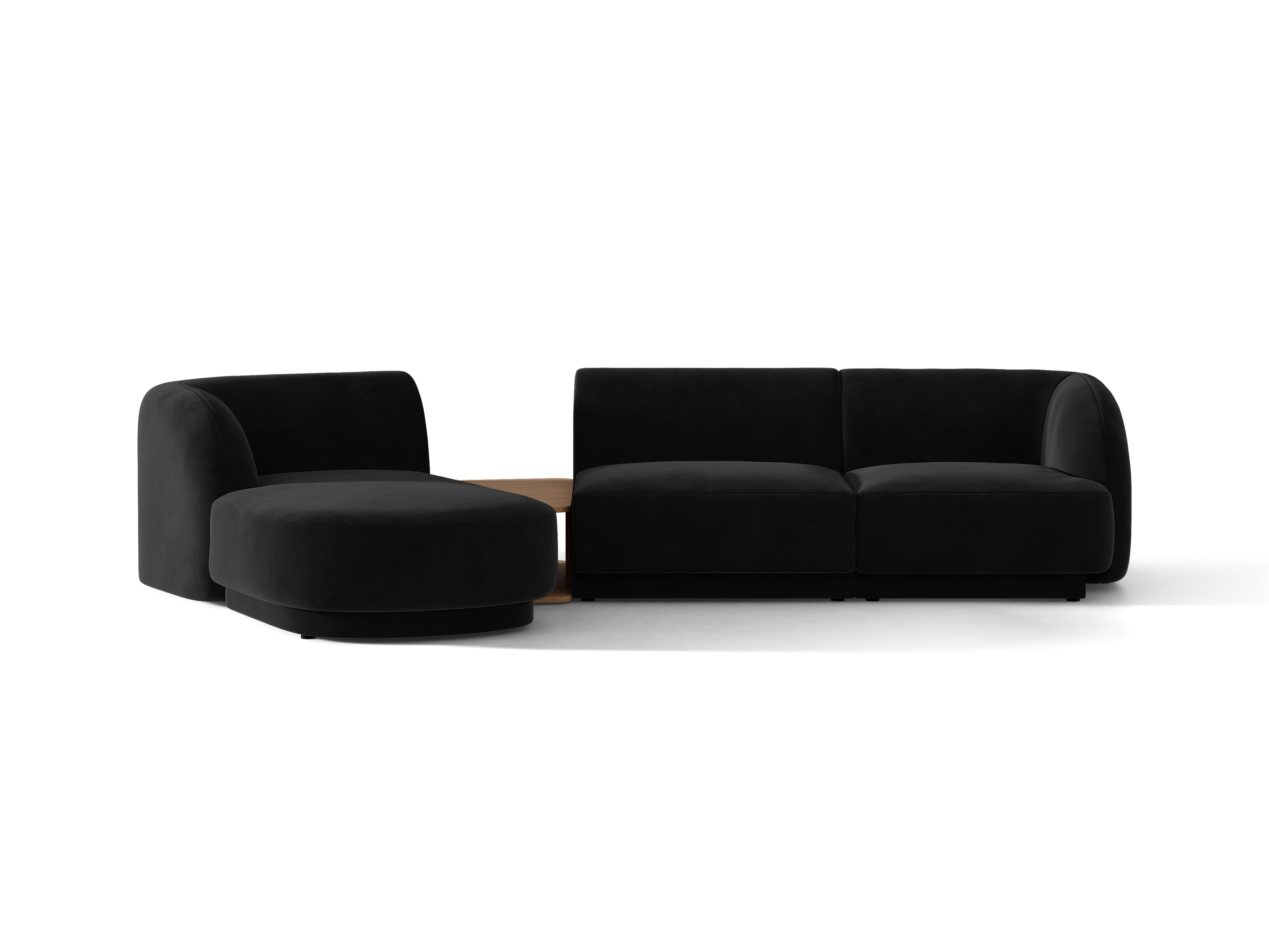Modulares Ecksofa mit Tisch 3-sitzig links MILEY schwarz
