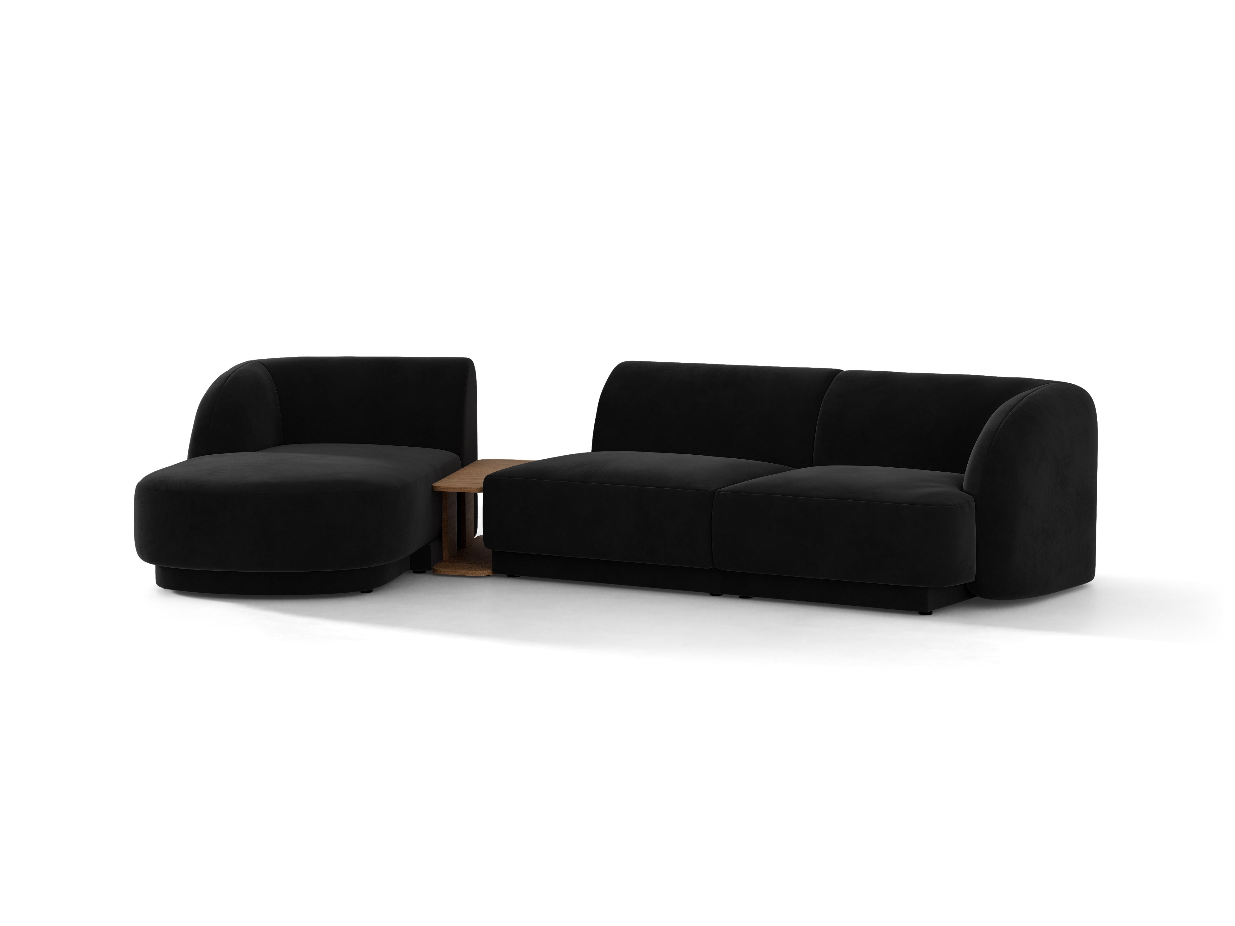 Modulares Ecksofa mit Tisch 3-sitzig links MILEY schwarz