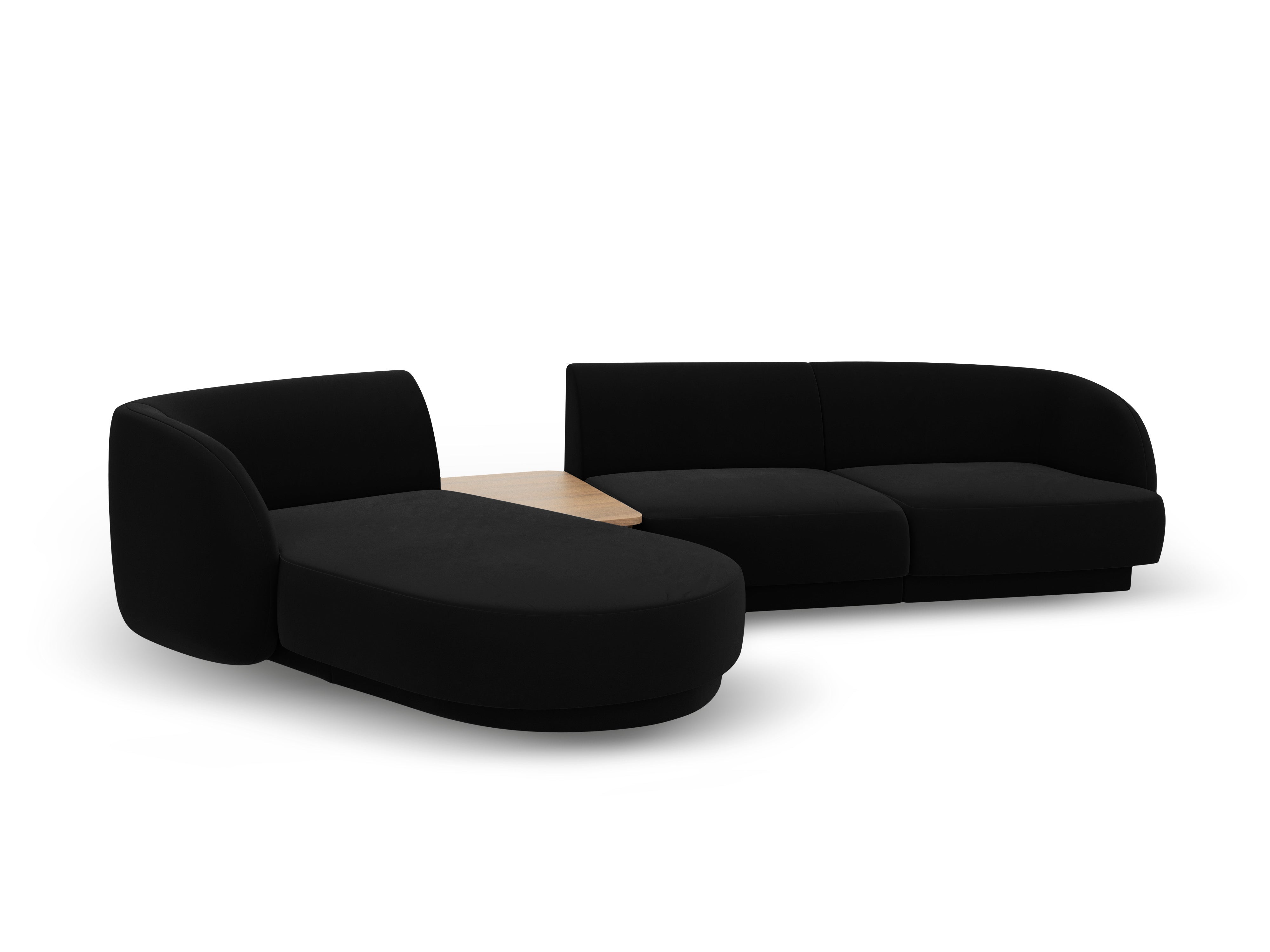 Modular corner sofa with table 3-seater left-sided MILEY black