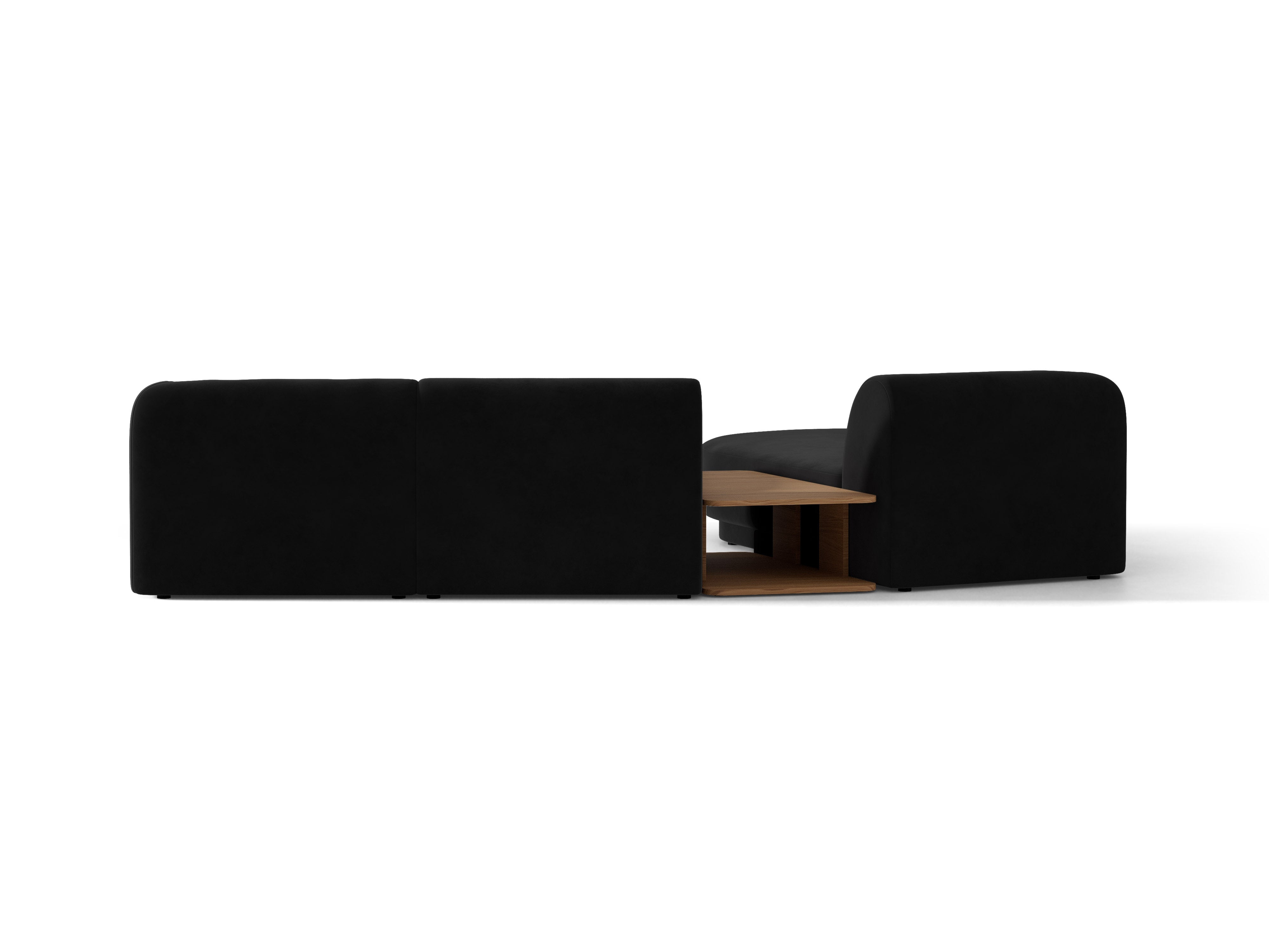 Modulares Ecksofa mit Tisch 3-sitzig links MILEY schwarz