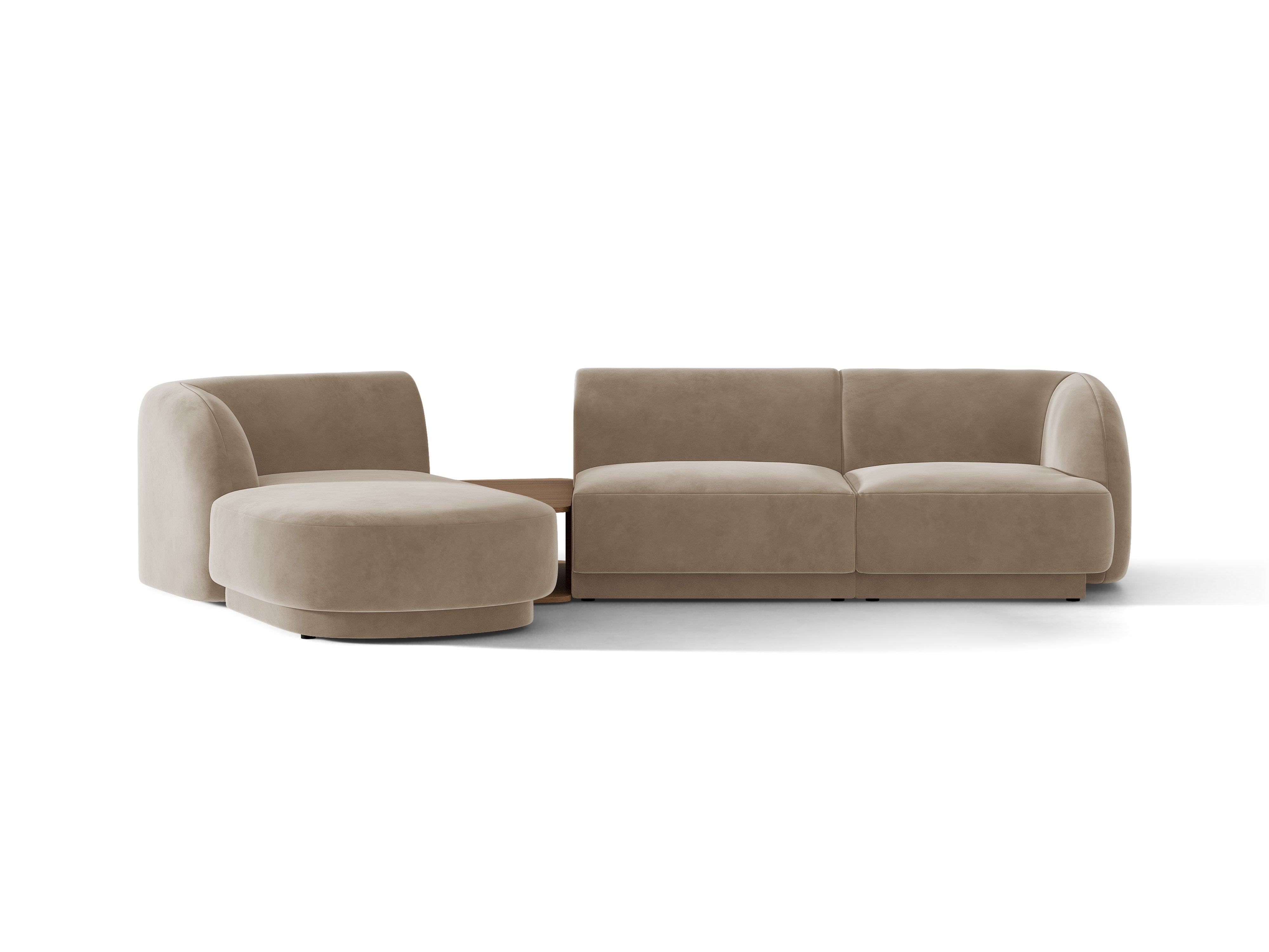 Modulares Ecksofa mit Tisch 3-Sitzer links MILEY cappuccino